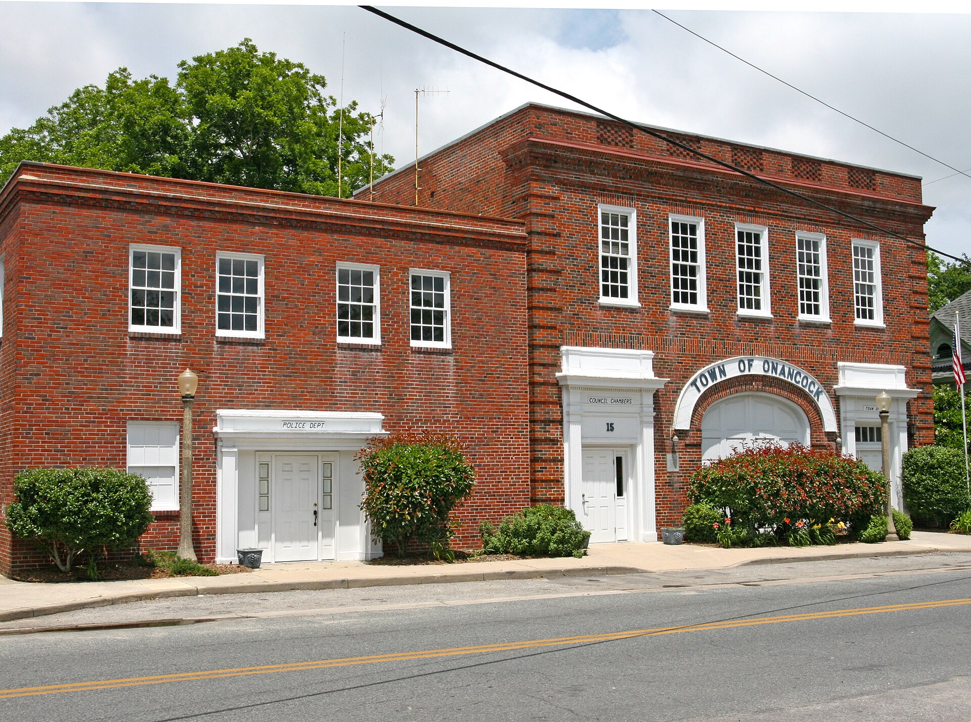 The town hall and police department in Onancock are housed in the town's historic fire hall. — Virginia