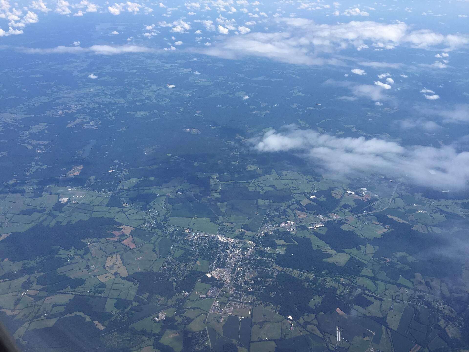 View of Orange, Orange County, Virginia from a plane traveling from Washington Dulles International Airport to Atlanta Hartsfield International Airport