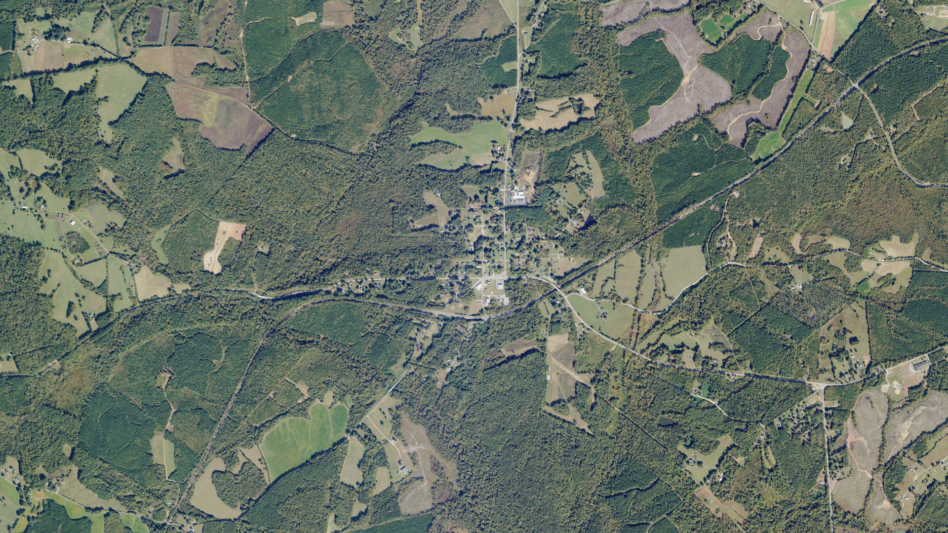 Natural-color aerial photograph of land around Phenix, Virginia