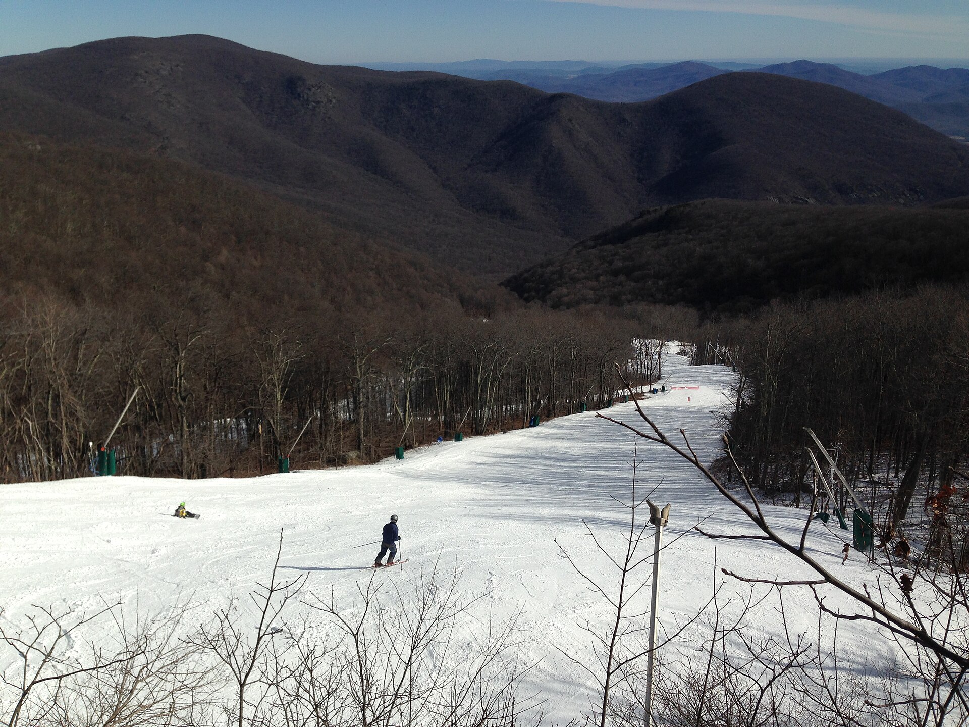 A view down a ski slope in Wintergreen, Nelson County, Virginia