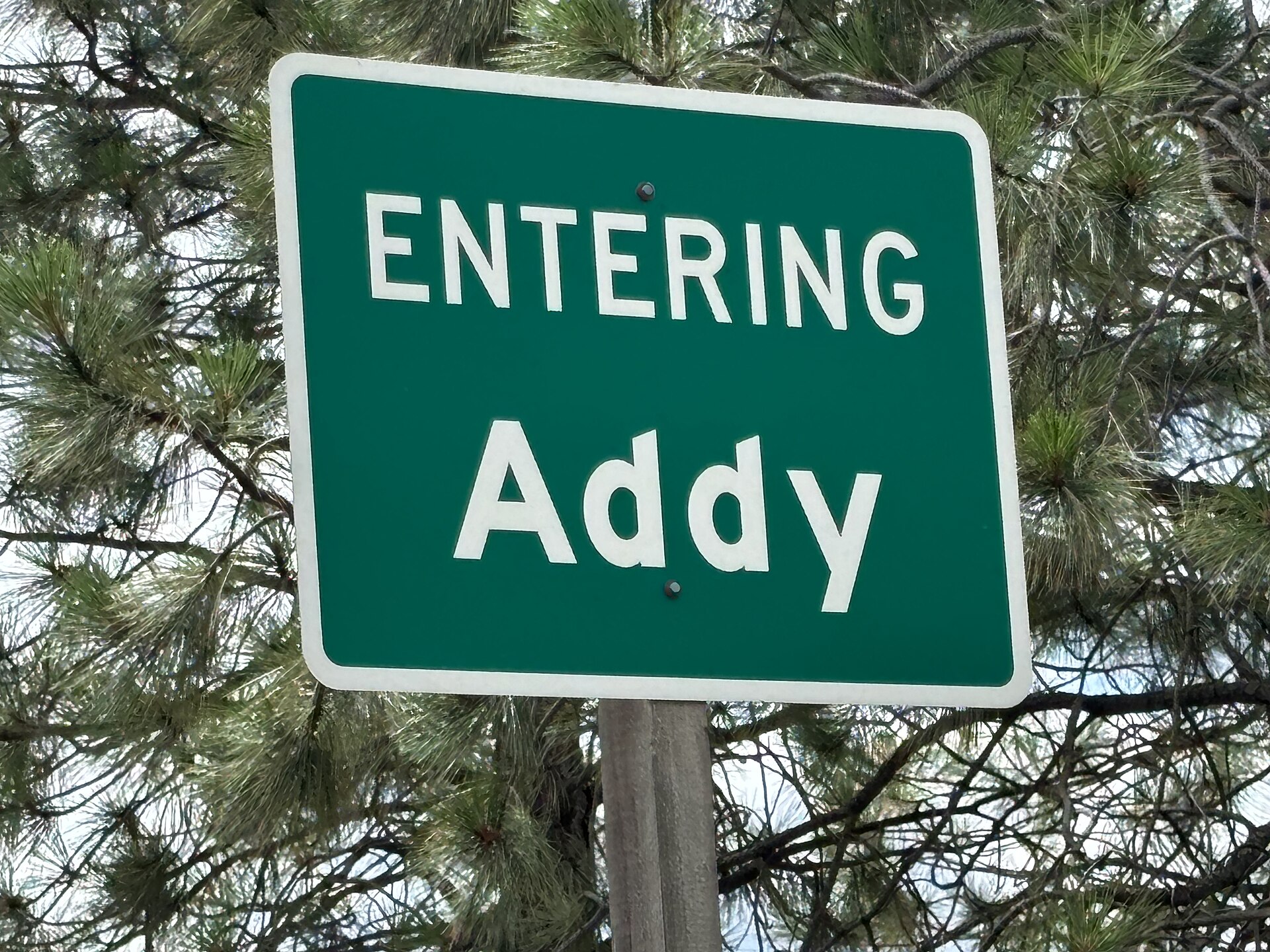 Entering Addy, Washington from heading south on U. S. 395