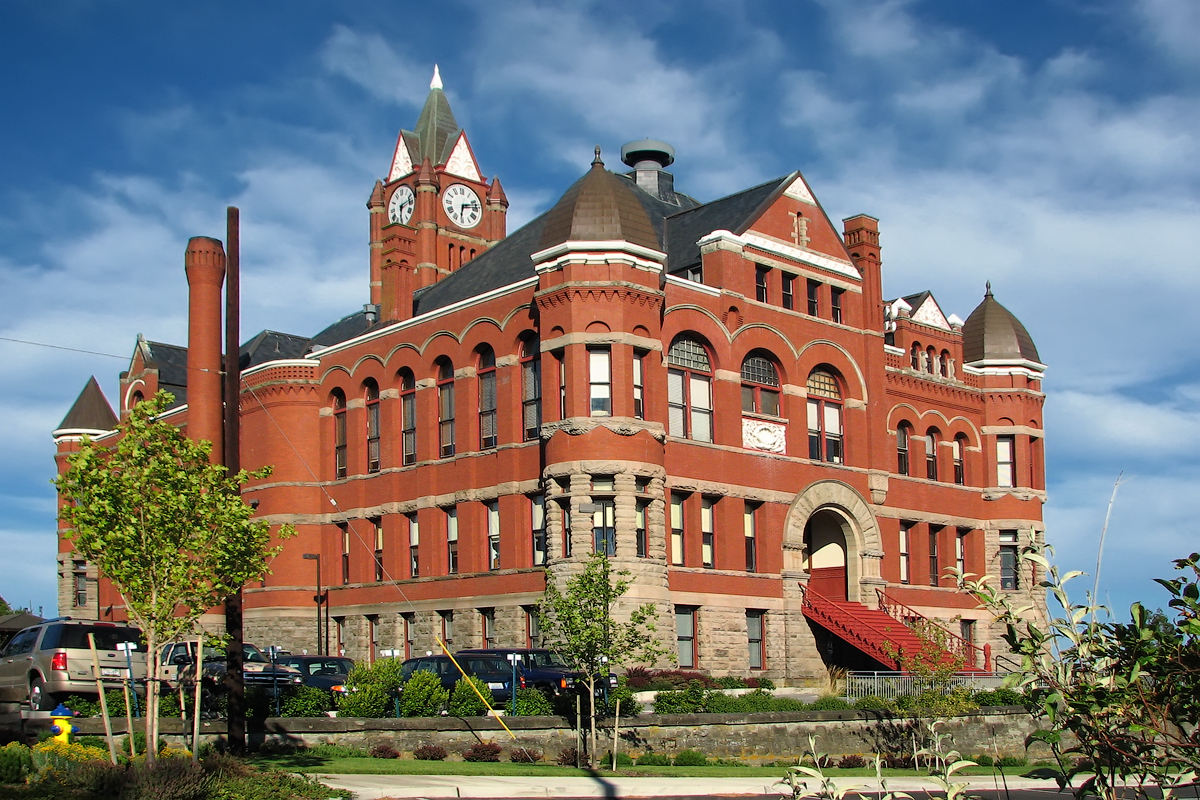 Jefferson County Courthouse in Port Townsend, WA. Architects: Rigby,John, Ritchie,W.A. Architectural Style: Romanesque — Washington