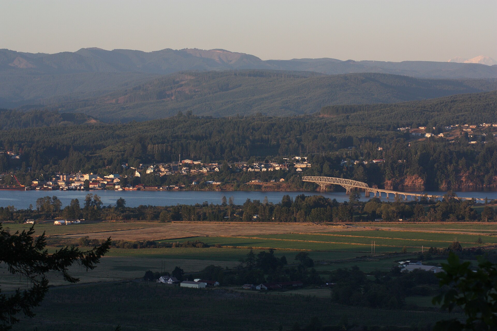 Julia Butler Hansen Bridge across Cathlamet Channel connecting Cathlamet, Washington to Puget Island (foreground)