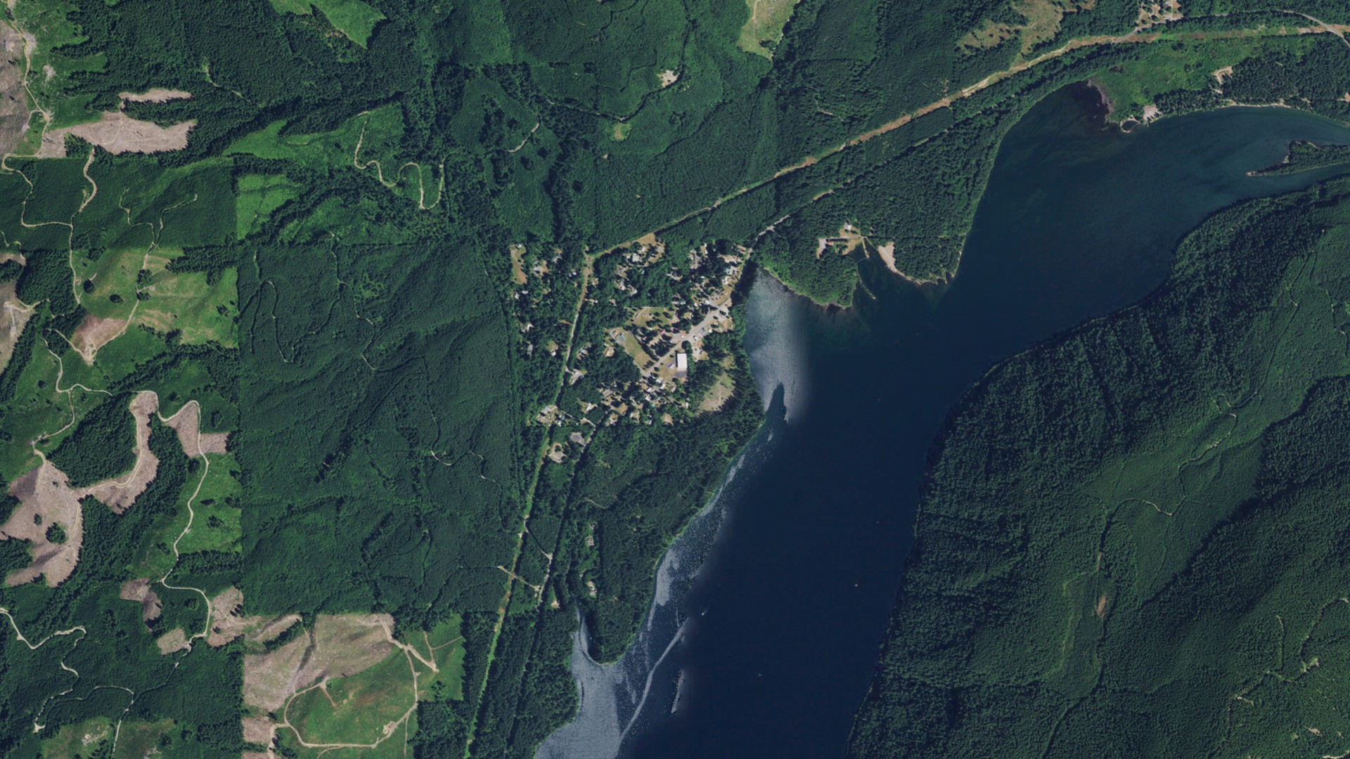 Natural-color aerial photograph of land around Cougar, Washington