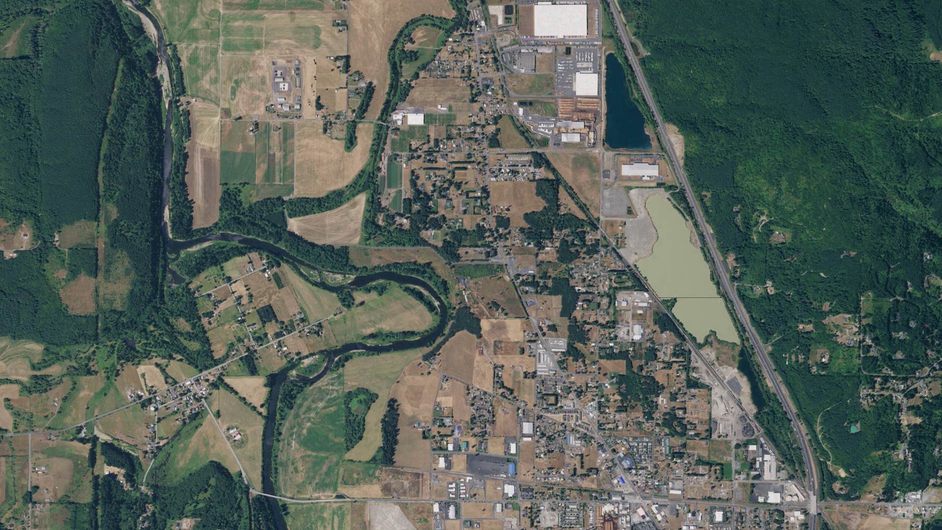 Natural-color aerial photograph of land around Fords Prairie, Washington