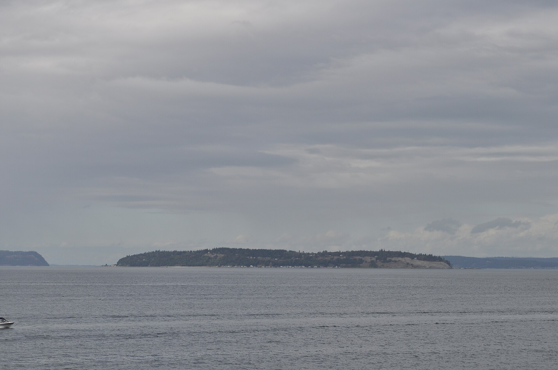 Hat Island (a.k.a. Gedney Island), Washington, seen from the Mukilteo Lighthouse, Mukilteo, Washington.
