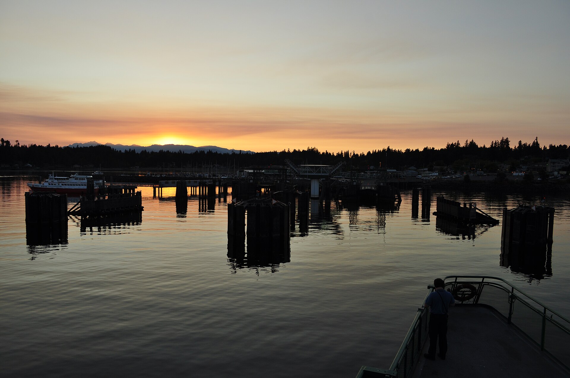 Kingston, Washington ferry dock at sunset.