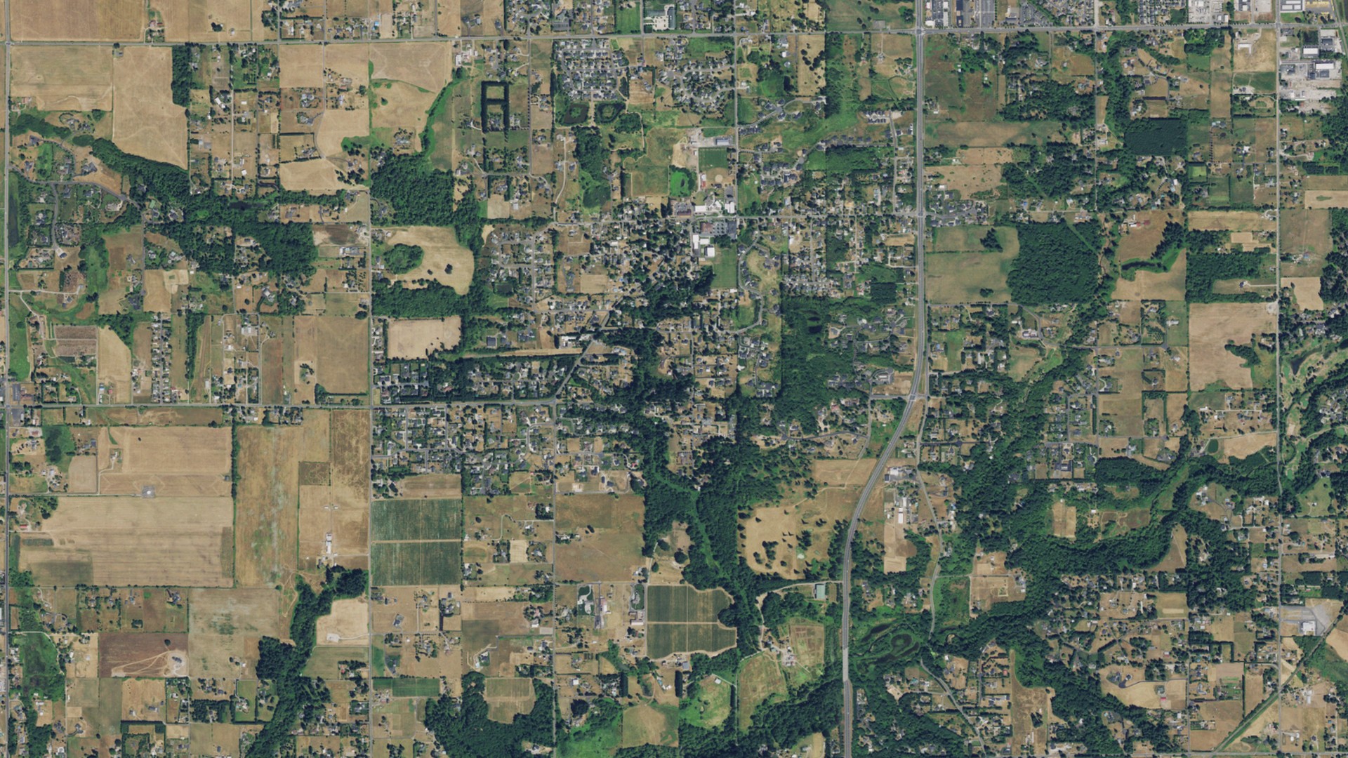 Natural-color aerial photograph of land around Meadow Glade, Washington