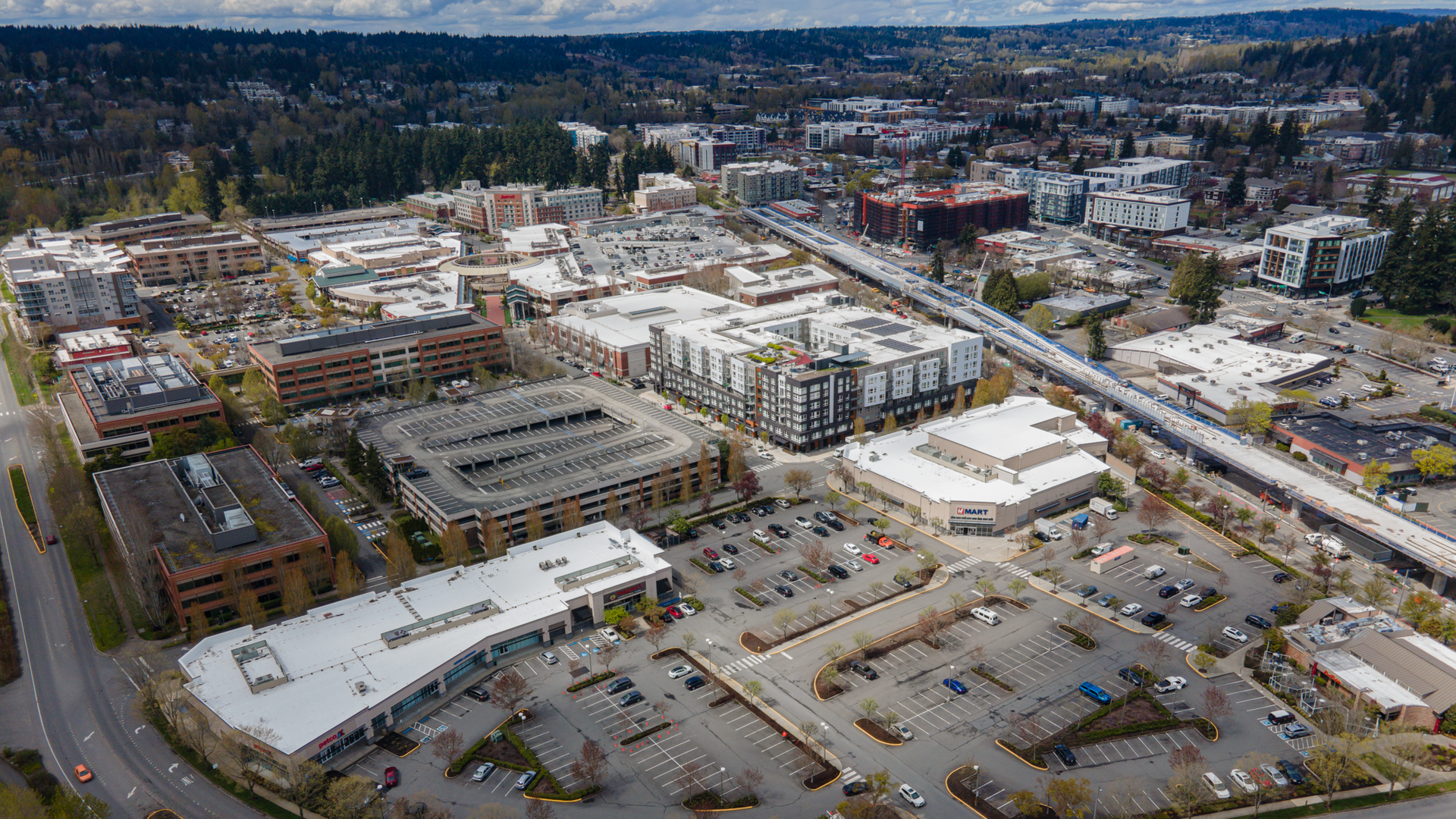 Drone view of Redmond, Washington State, USA