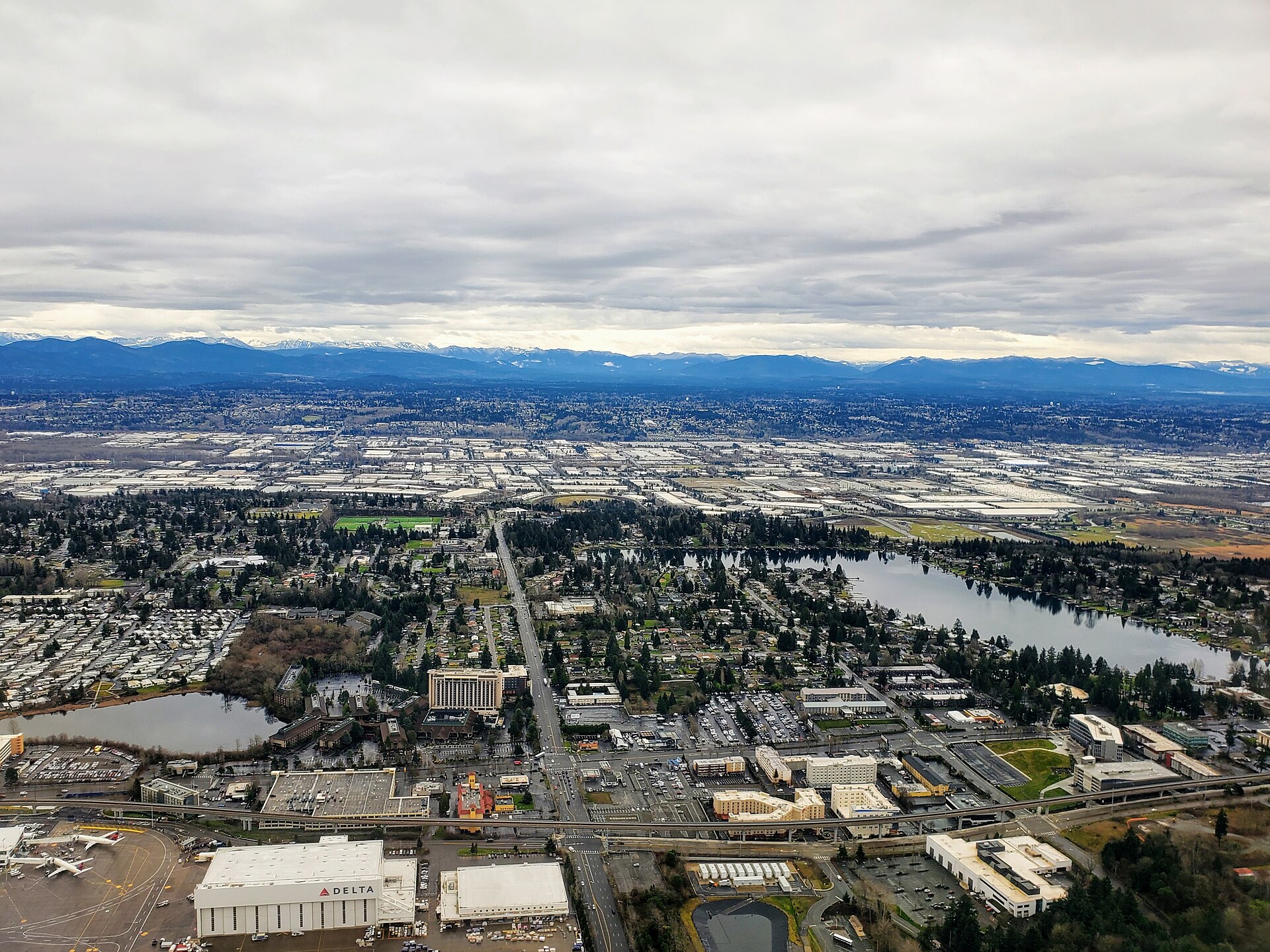 Birds-eye view of SeaTac, Washington