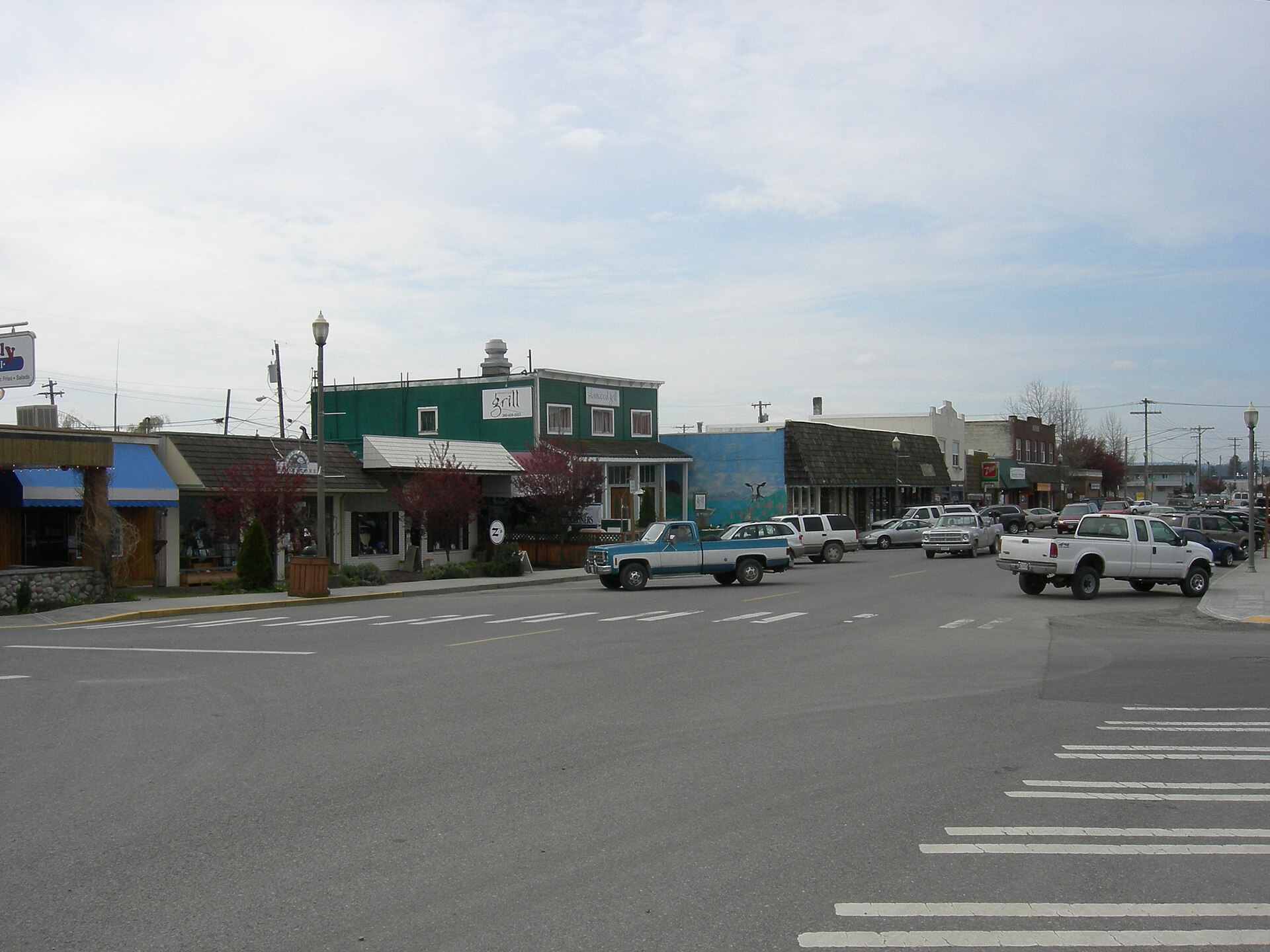 Main Street, Stanwood, Washington. (Looking basically west at the south side of the street.)