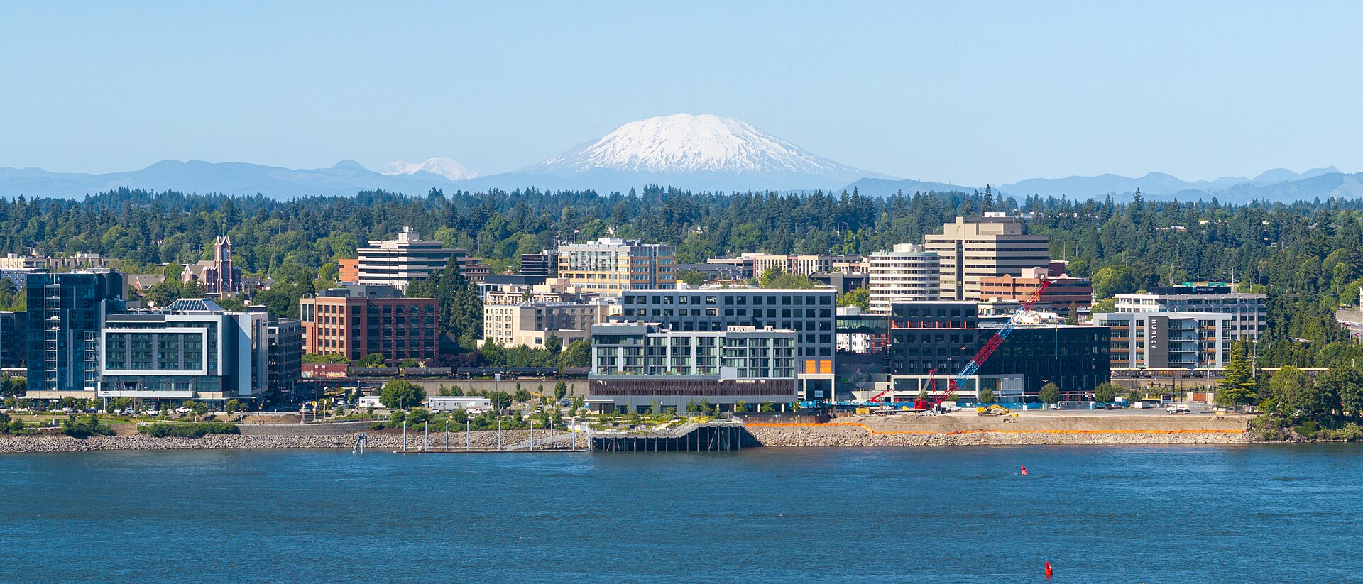 Drone photo of Vancouver, WA, with Mt. St. Helens in the distance. — Washington