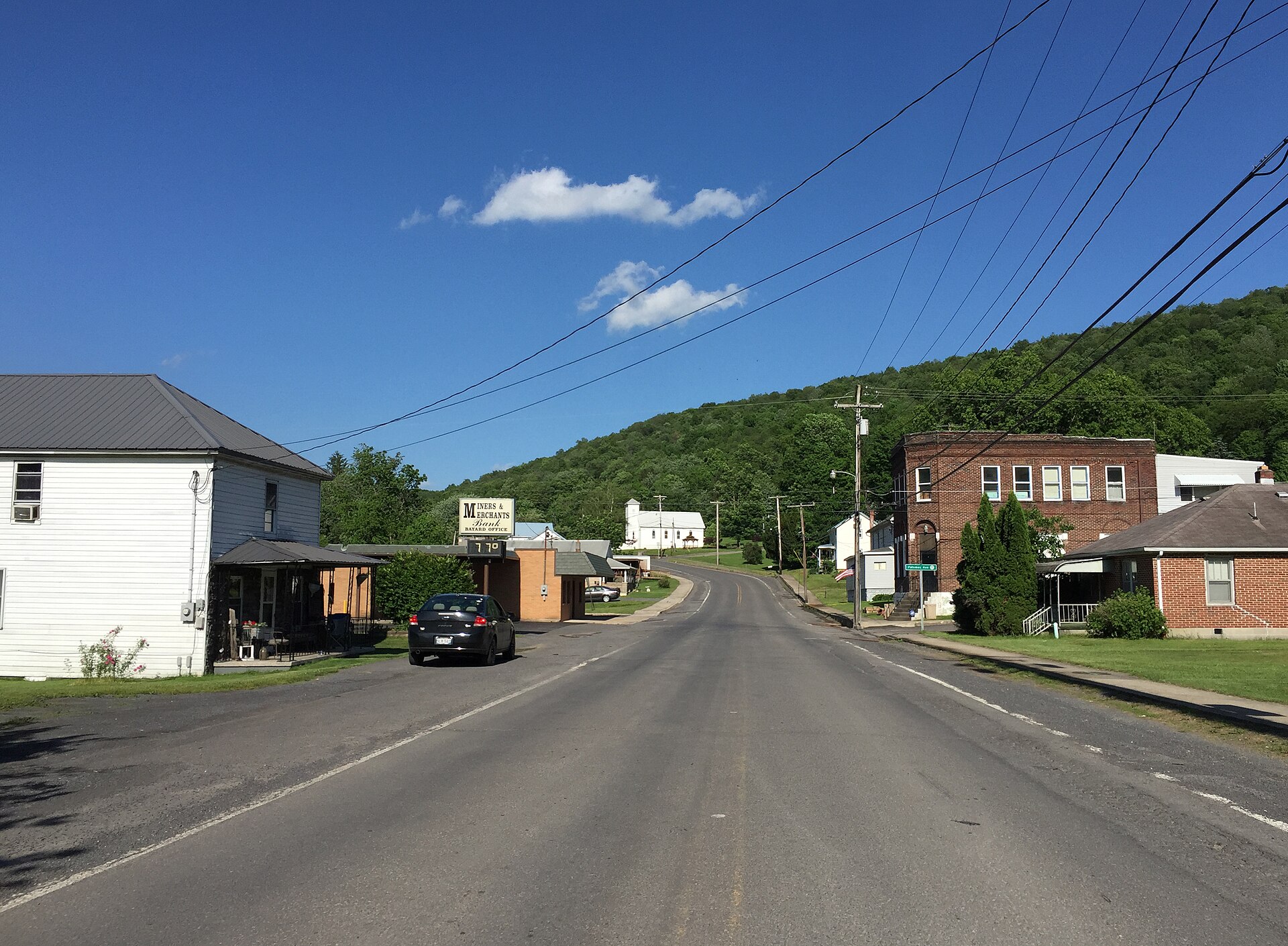 View north along West Virginia State Route 90 (Front Street) between Buffalo Avenue and Potomac Avenue in Bayard, Grant County, West Virginia