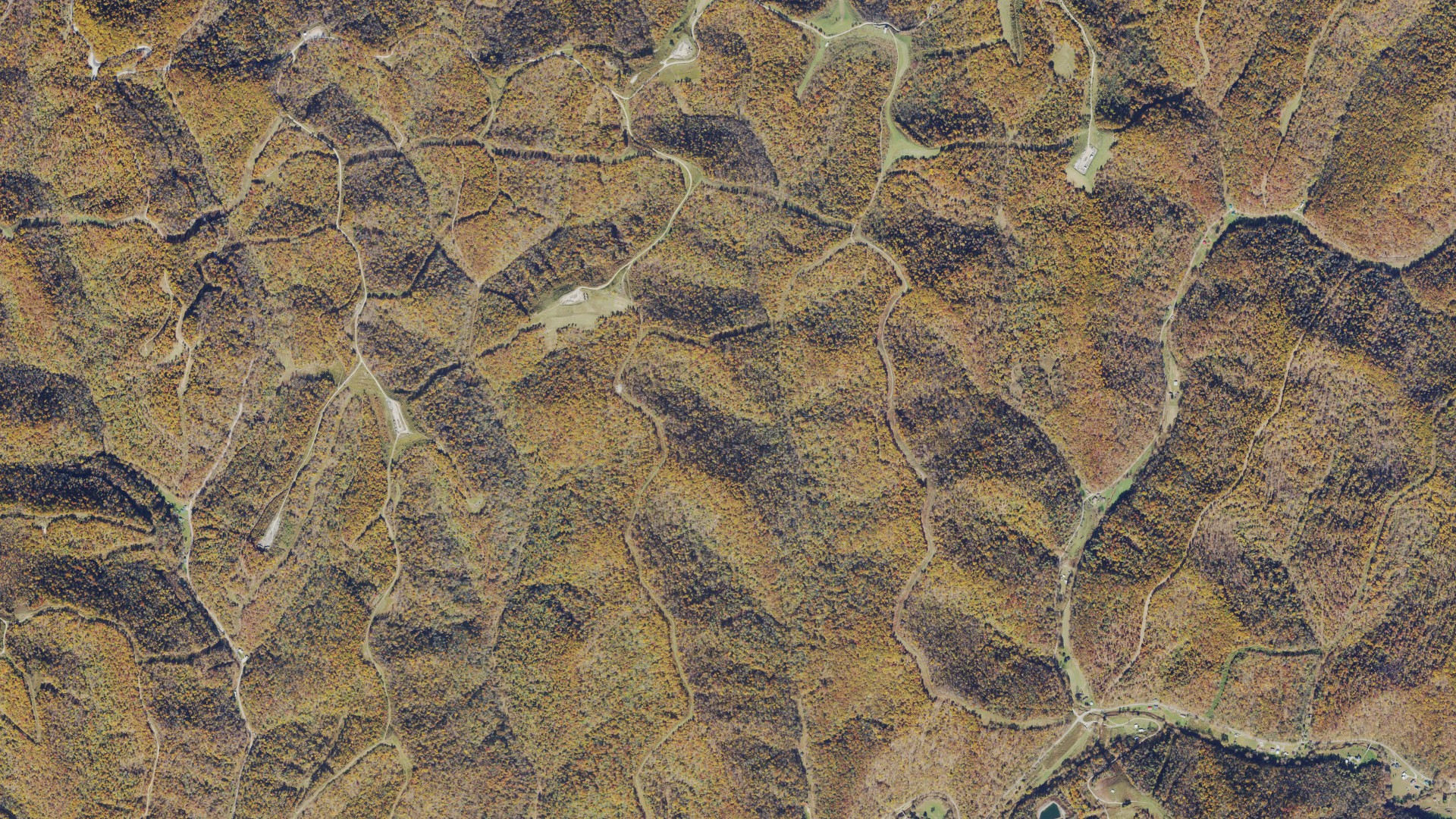 Natural-color aerial photograph of land around Wetzel County, West Virginia
