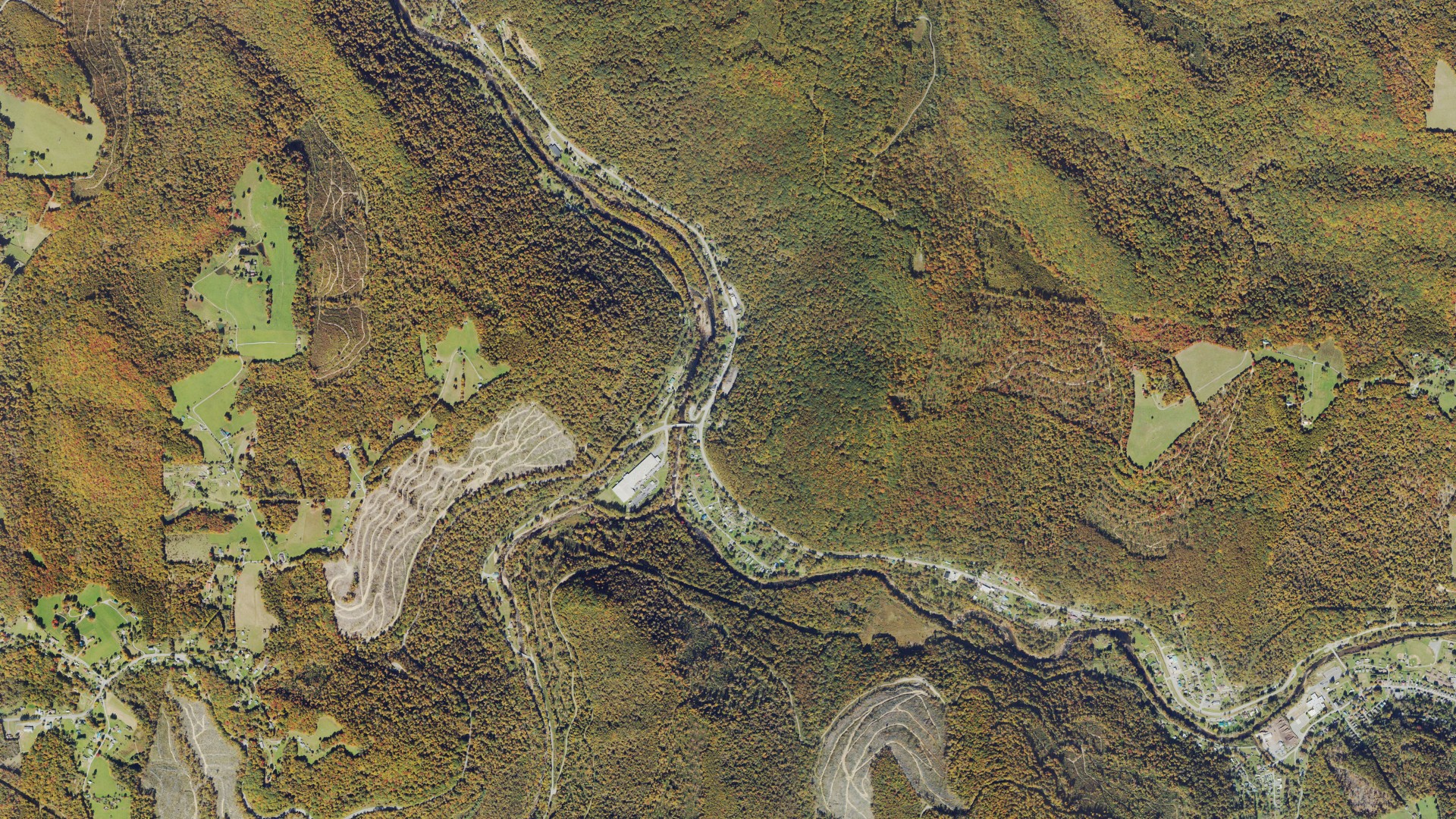 Natural-color aerial photograph of land around Fenwick, West Virginia
