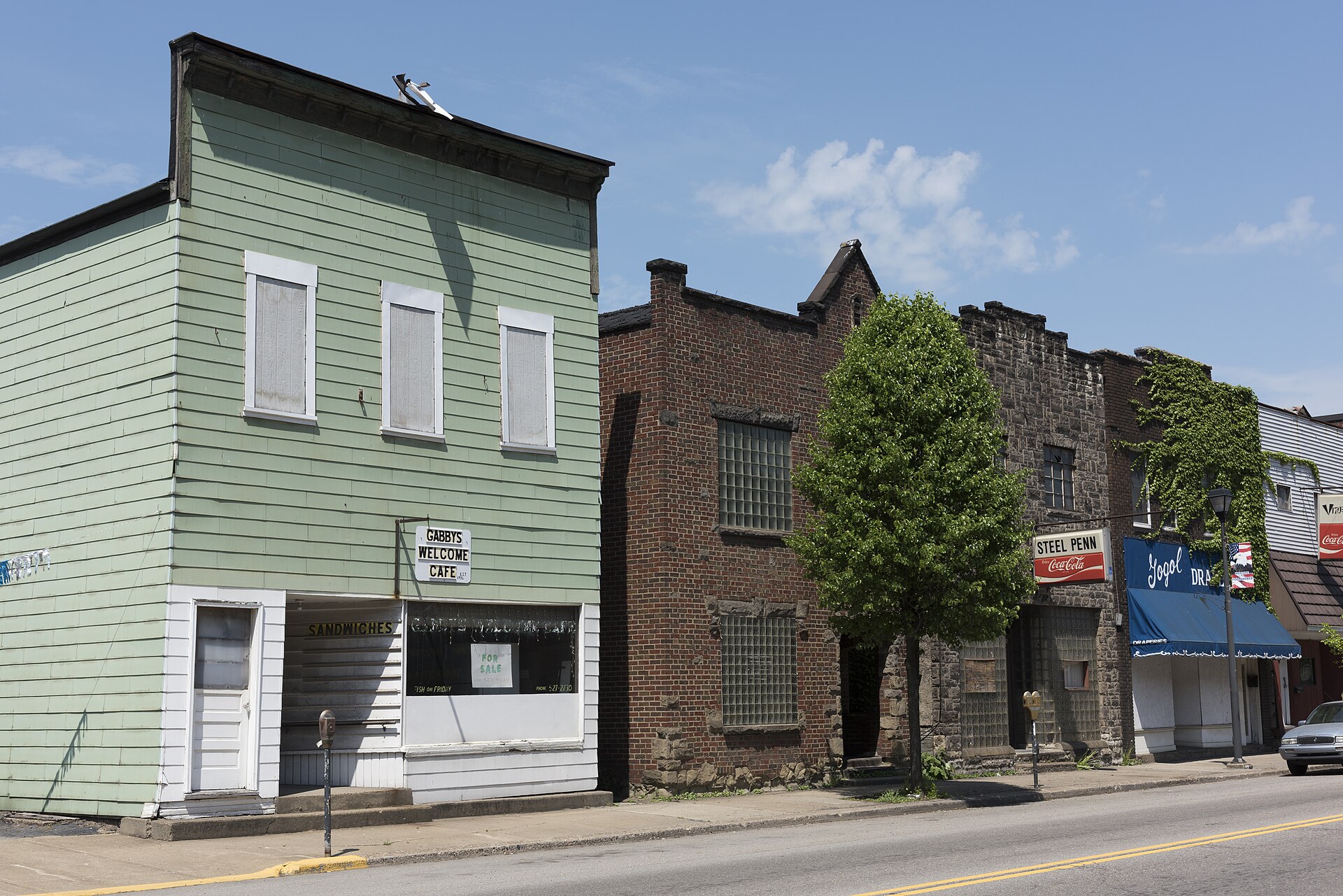 Title: Commercial block in Follansbee, West Virginia Physical description: 1 photograph : digital, tiff file, color.