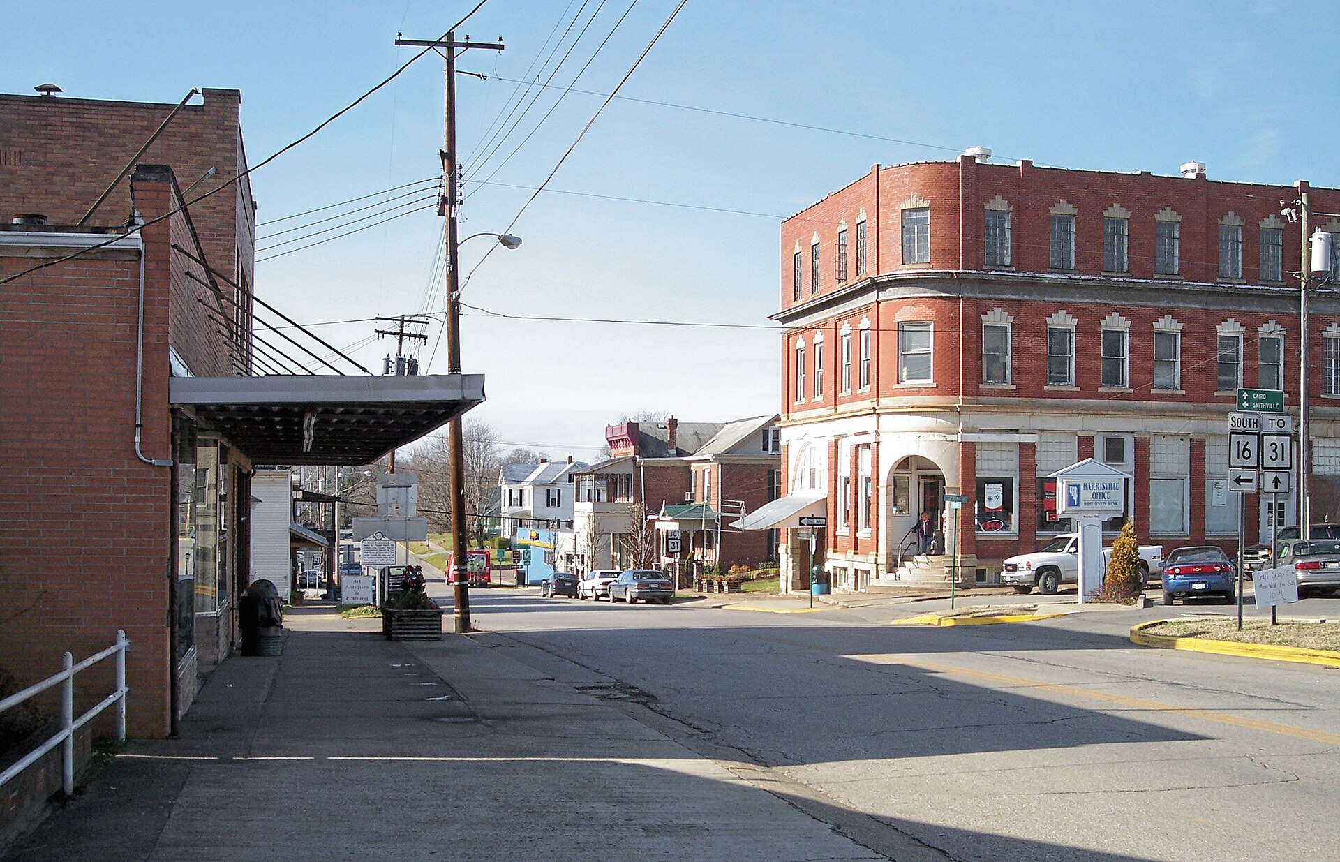 Main Street (w:West Virginia Route 16) in w:Harrisville, West Virginia This is an image of a place or building that is listed on the National Register of Historic Places in the United States of America.