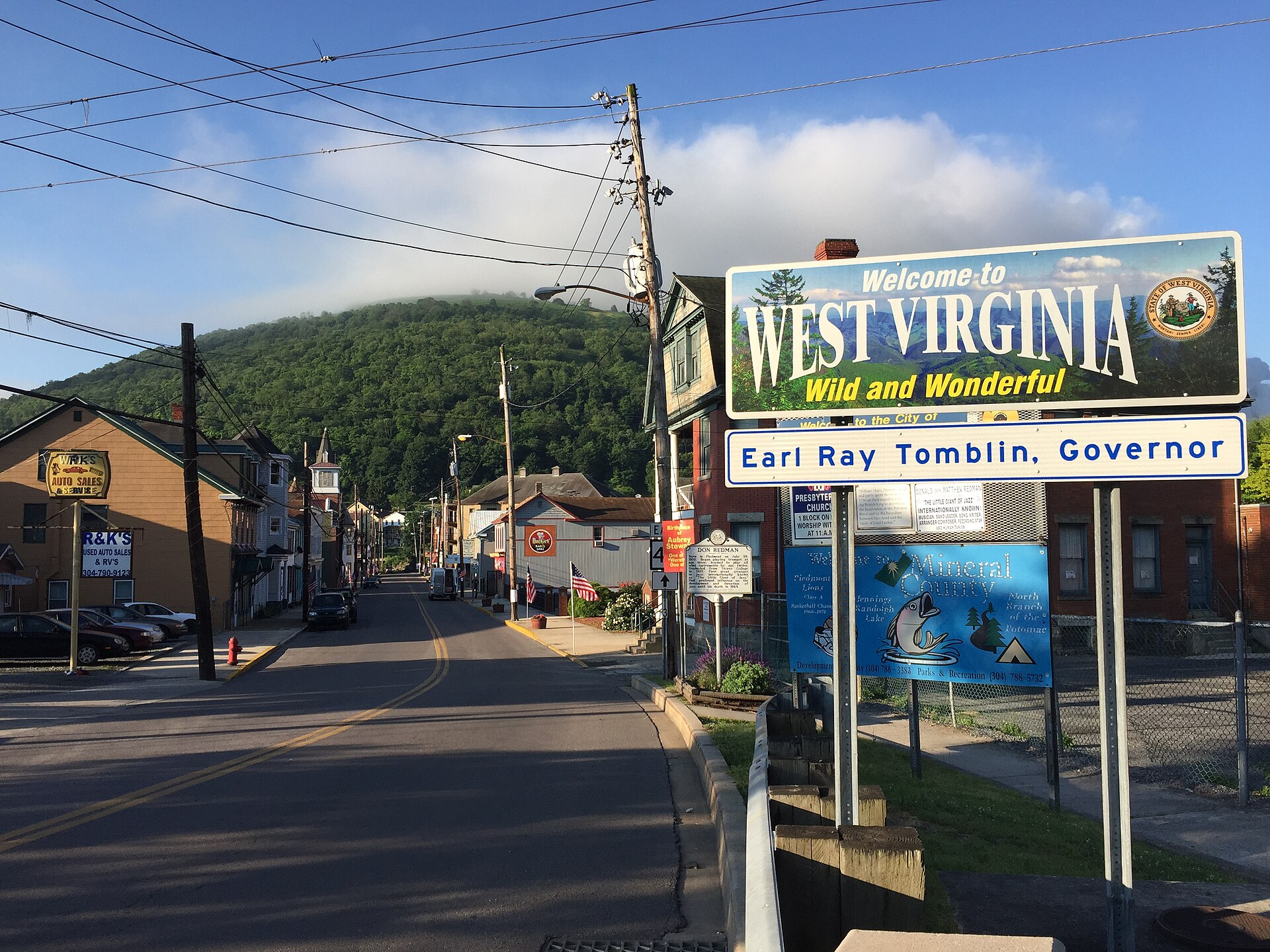 View east along West Virginia State Route 46 (Ashfield Street) just south of the North Branch Potomac River in Piedmont, Mineral County, West Virginia