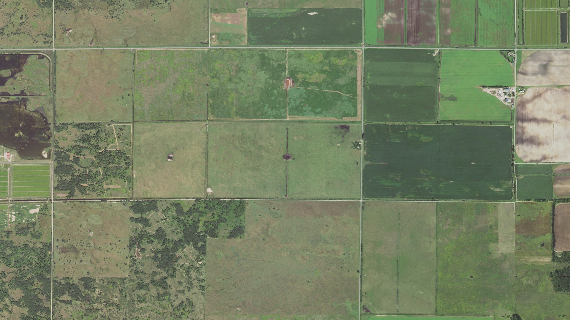 Natural-color aerial photograph of land around Leola, Wisconsin