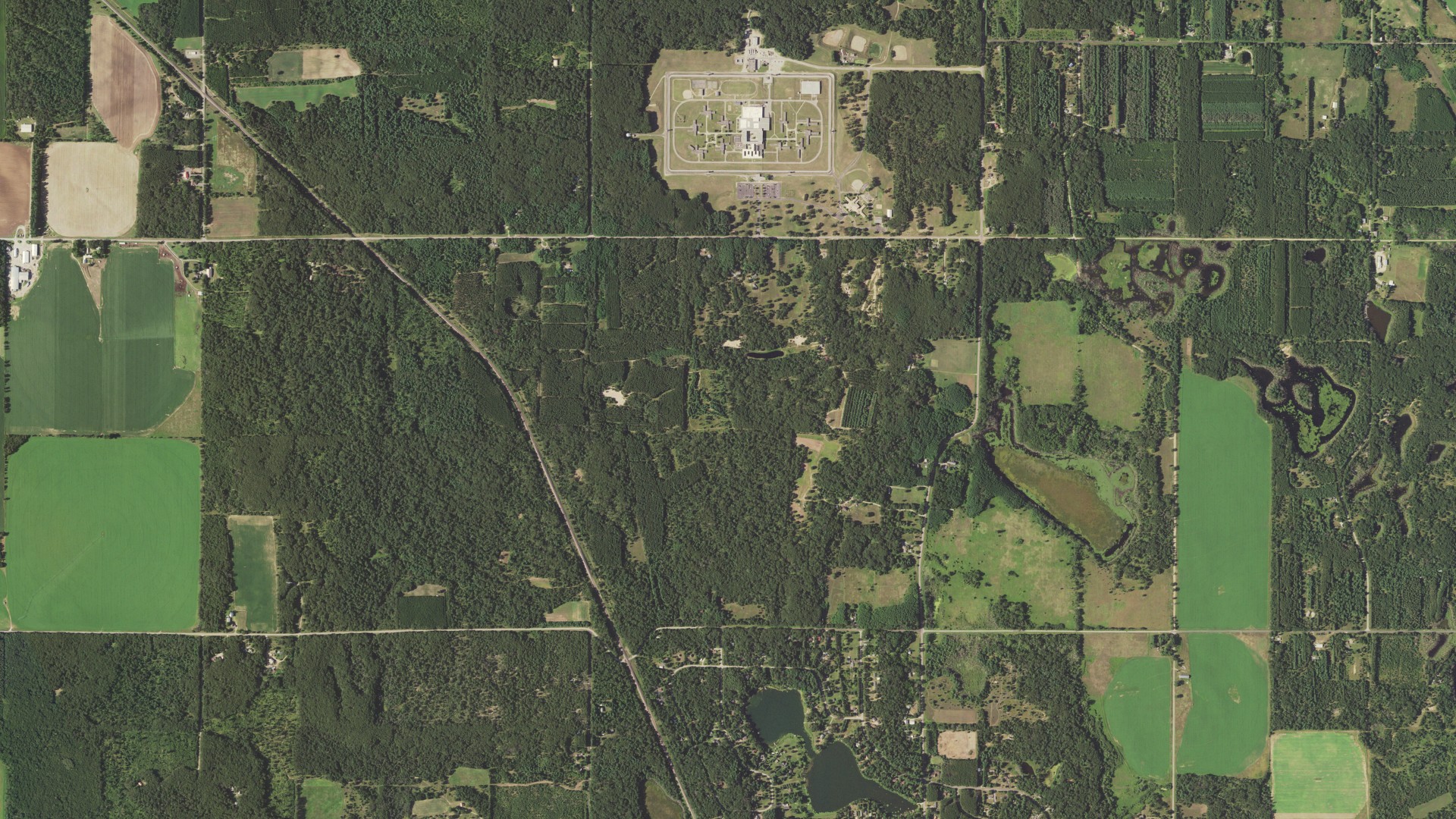 Aerial view of land around New Chester, Wisconsin