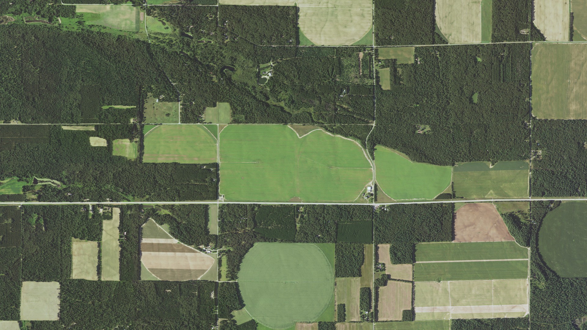 Aerial view of land around Springville, Wisconsin