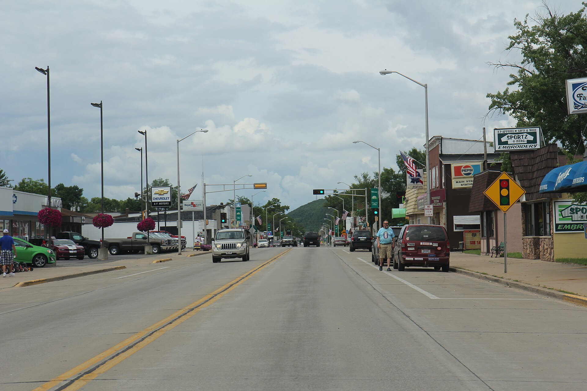 Downtown streets in Adams, Wisconsin