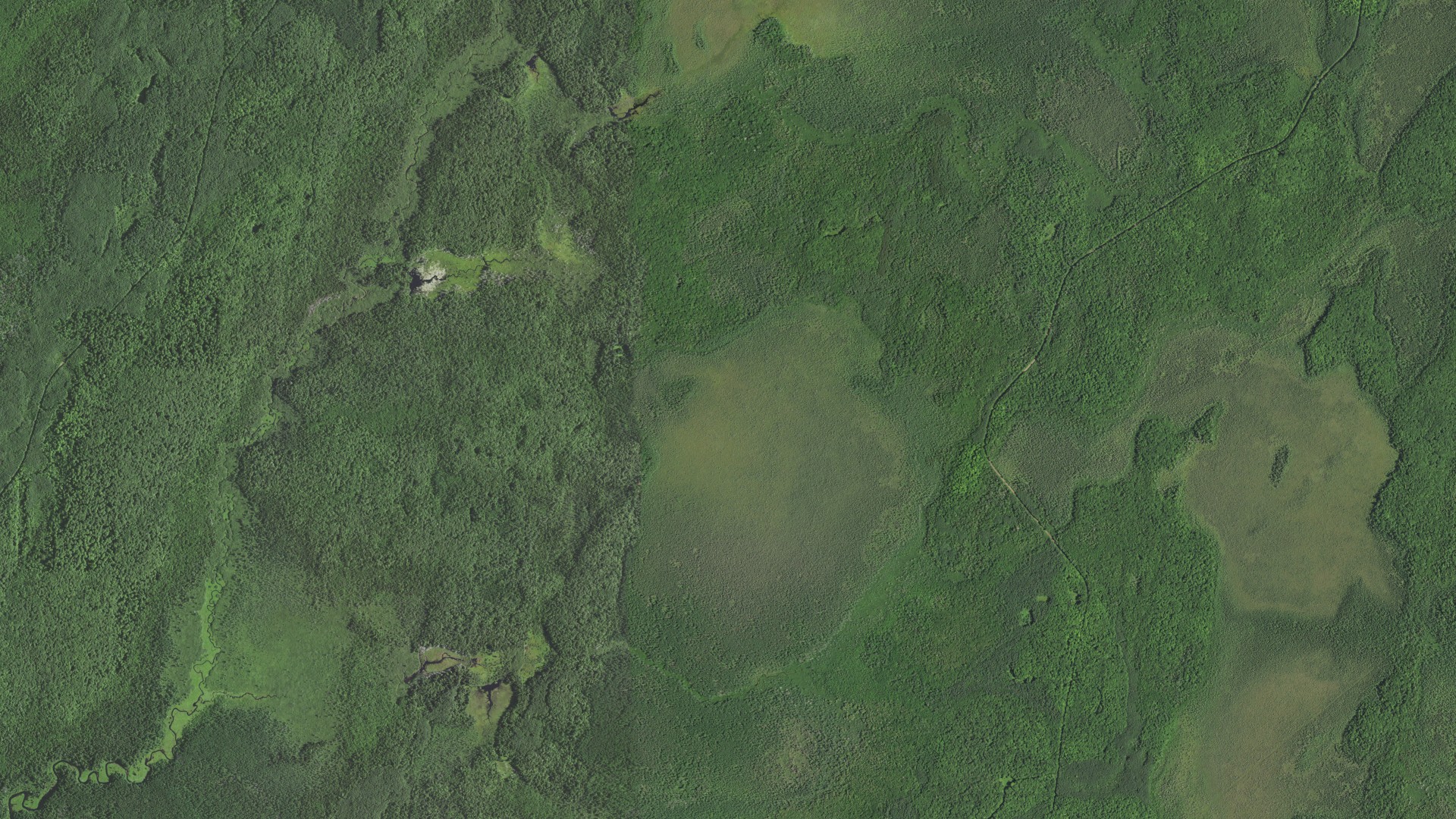 Natural-color aerial photograph of land around Shanagolden, Wisconsin