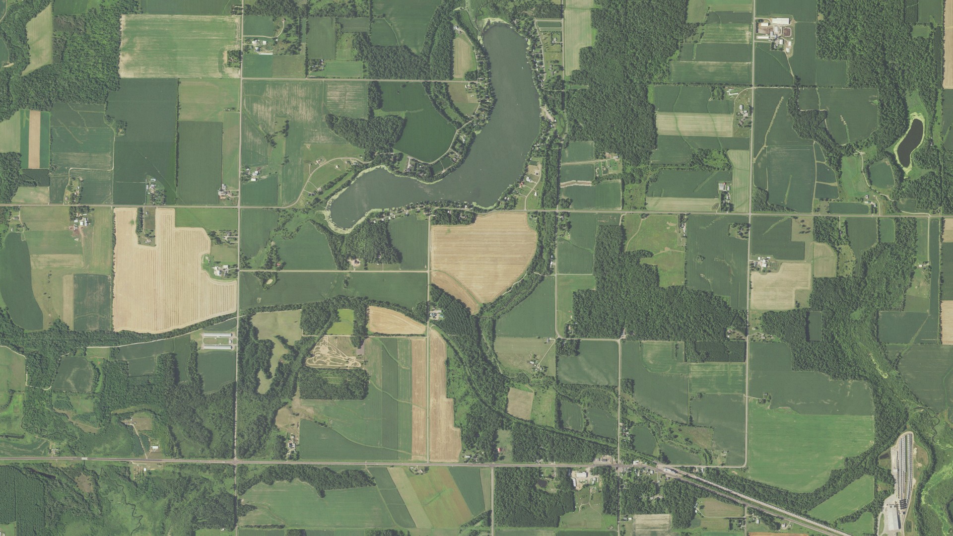 Aerial view of land around Clinton, Wisconsin