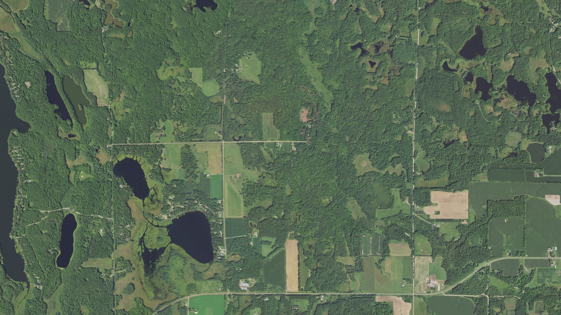 Aerial view of land around Lakeland, Wisconsin