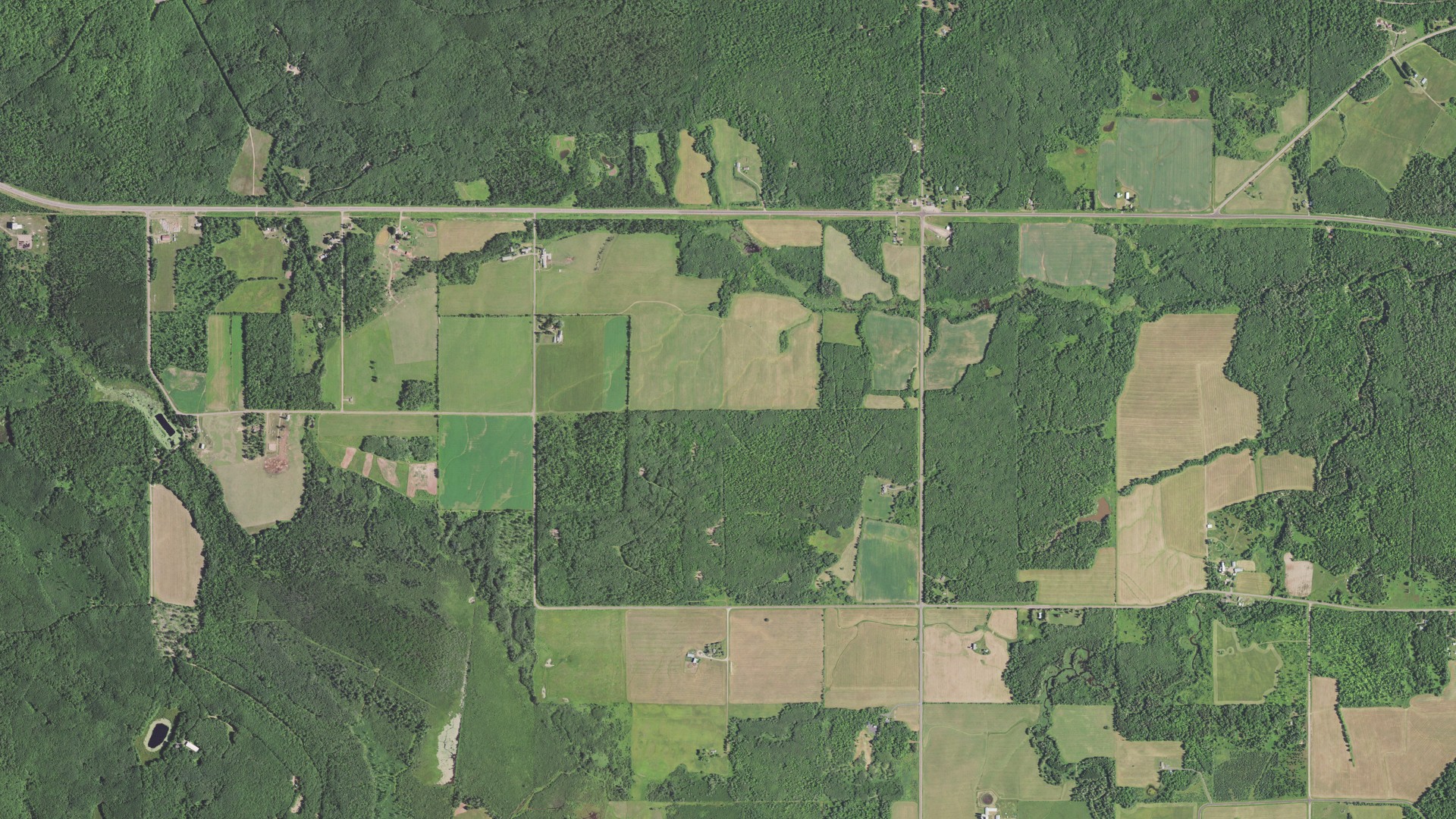 Aerial view of land around Keystone, Wisconsin