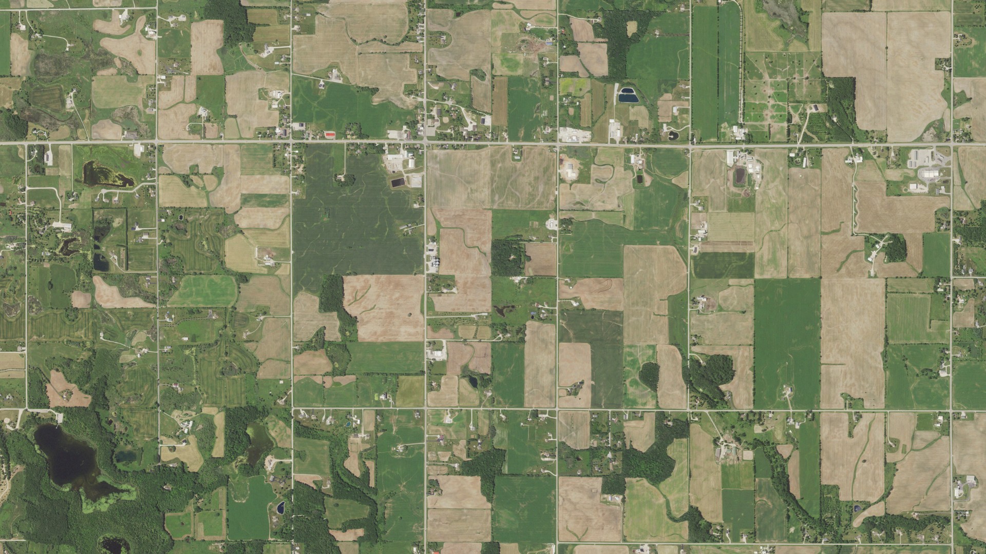 Aerial view of land around Eaton, Wisconsin