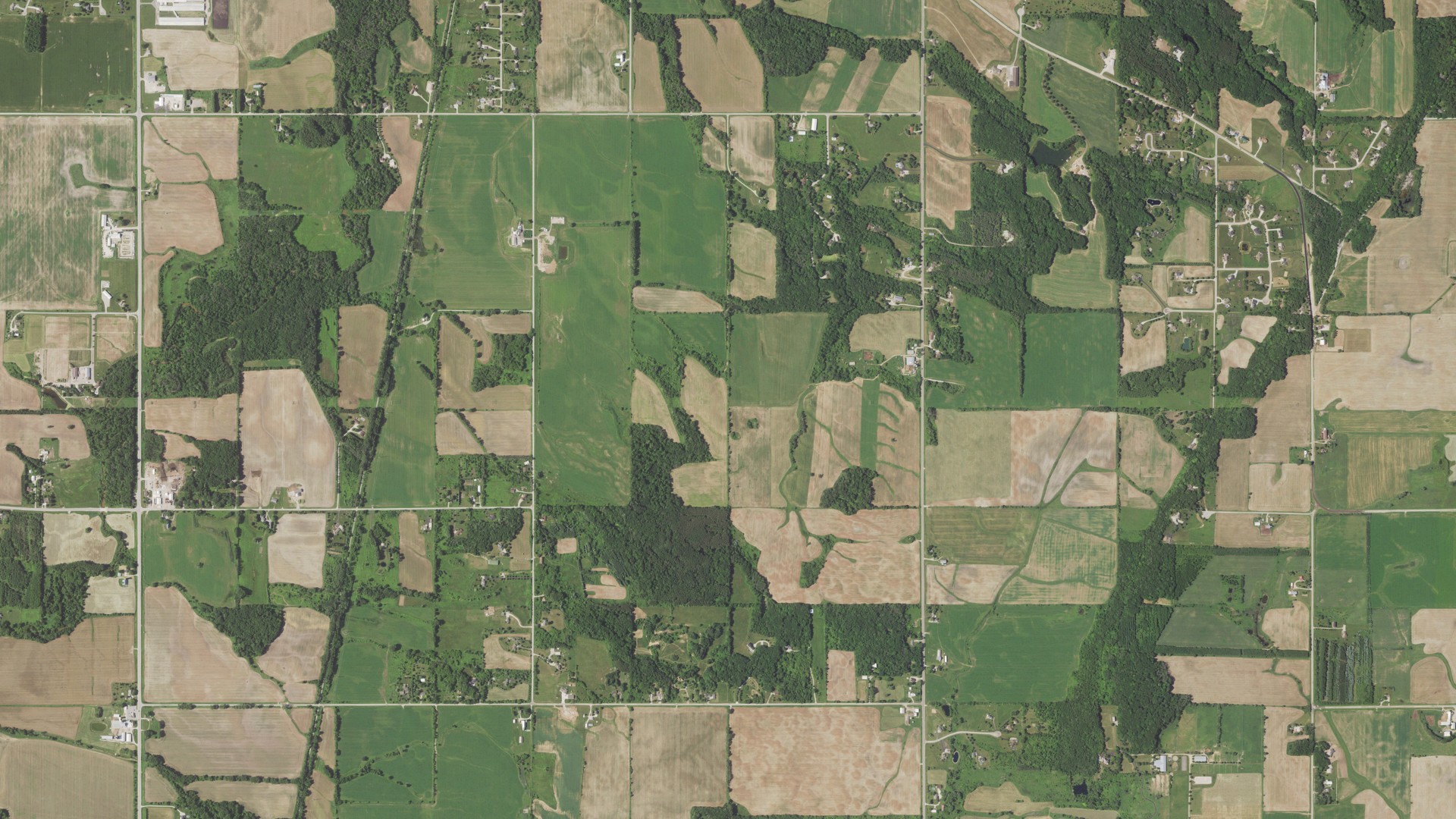 Aerial view of land around Rockland, Wisconsin