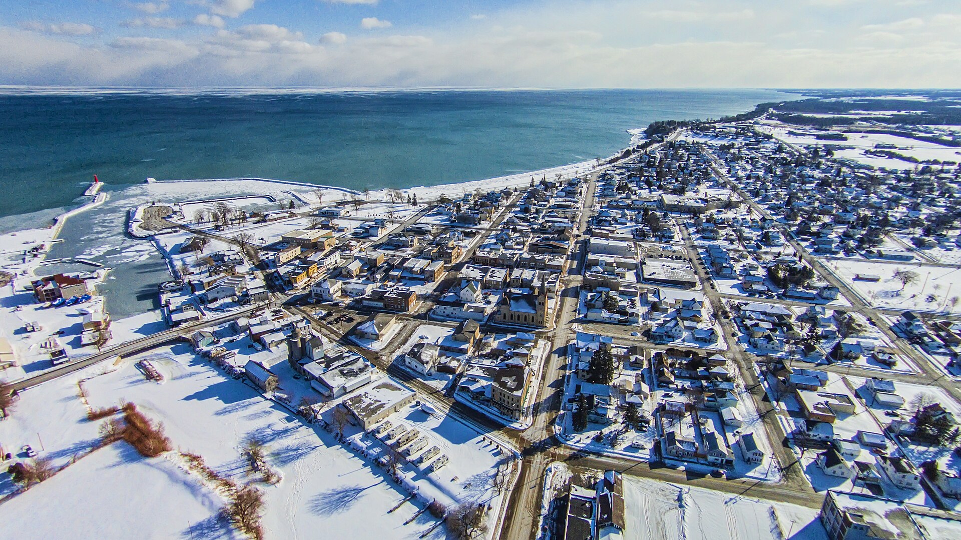 Aerial landscape in Algoma, Wisconsin