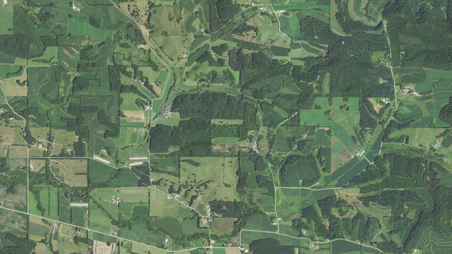 Aerial view of land around Dover, Wisconsin