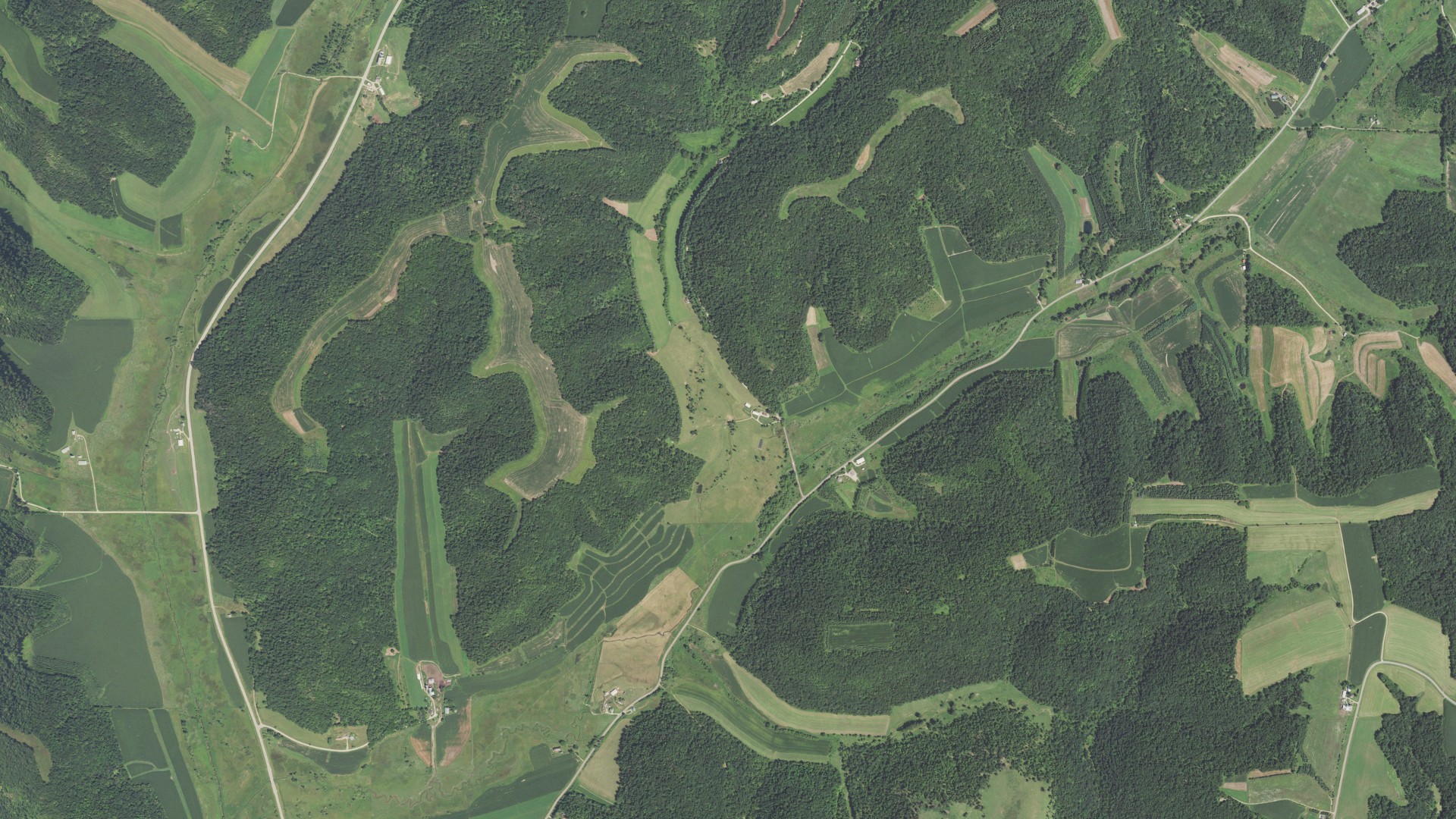 Aerial view of land around Lincoln, Wisconsin