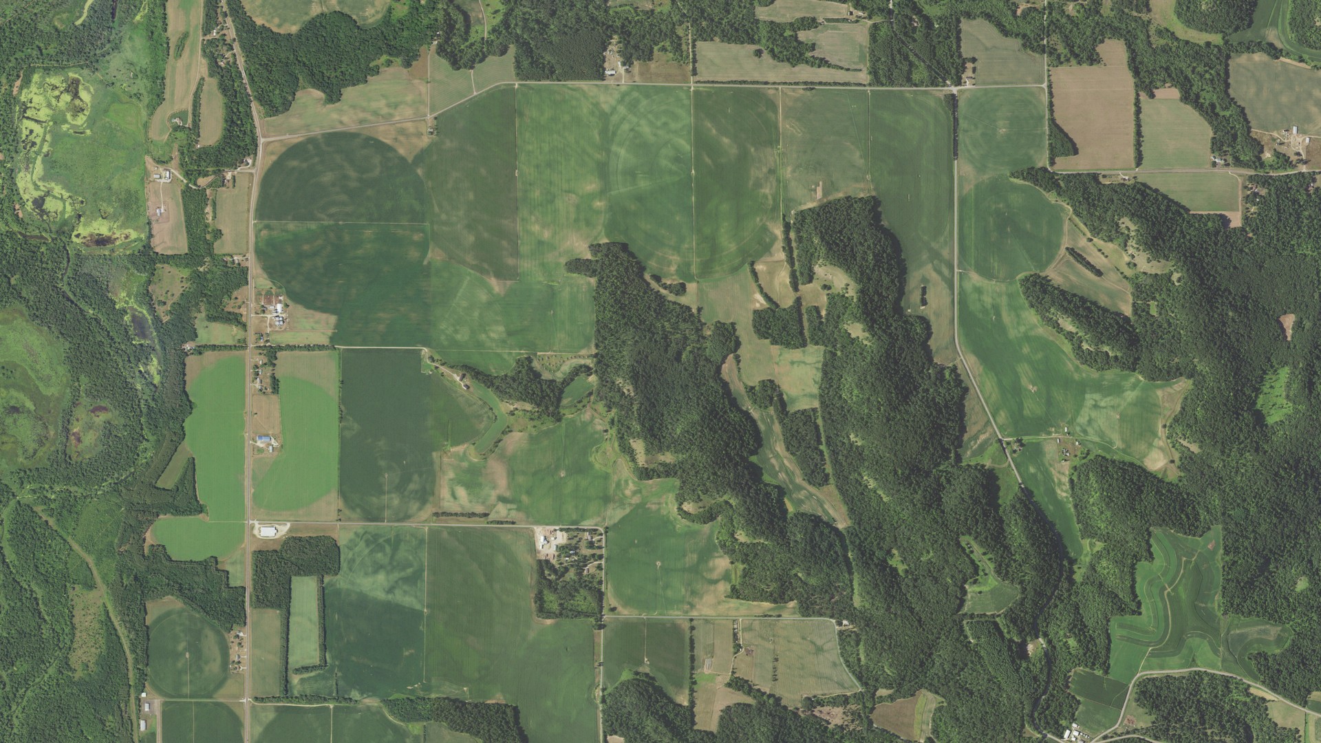 Aerial view of land around Maxville, Wisconsin