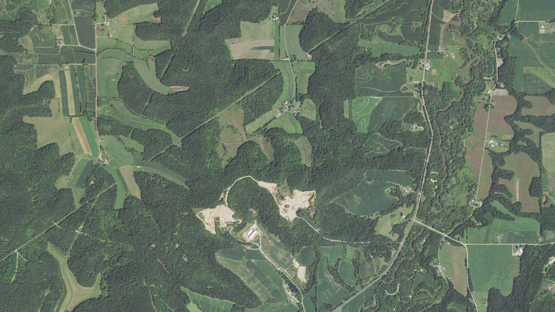 Aerial view of land around Mondovi, Wisconsin