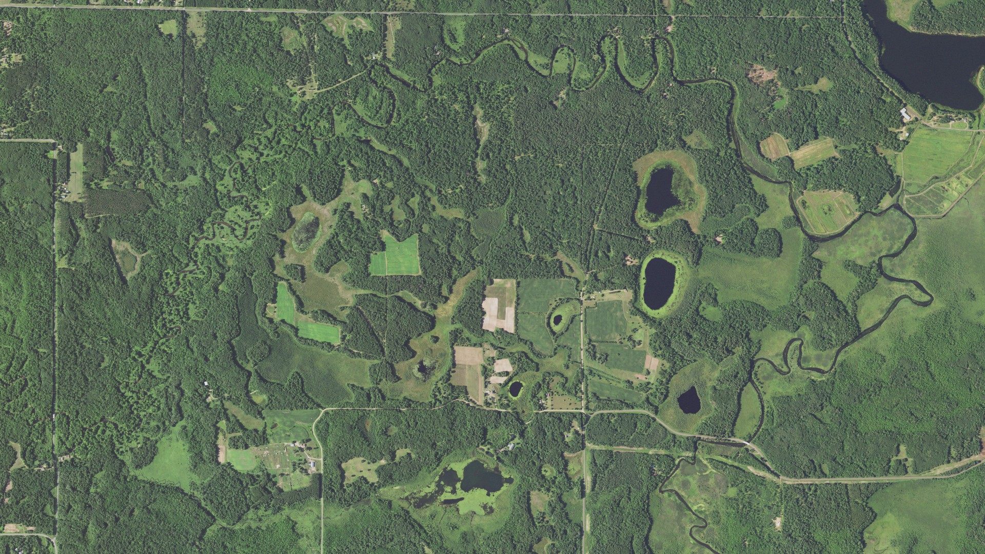 Aerial view of land around La Follette, Wisconsin