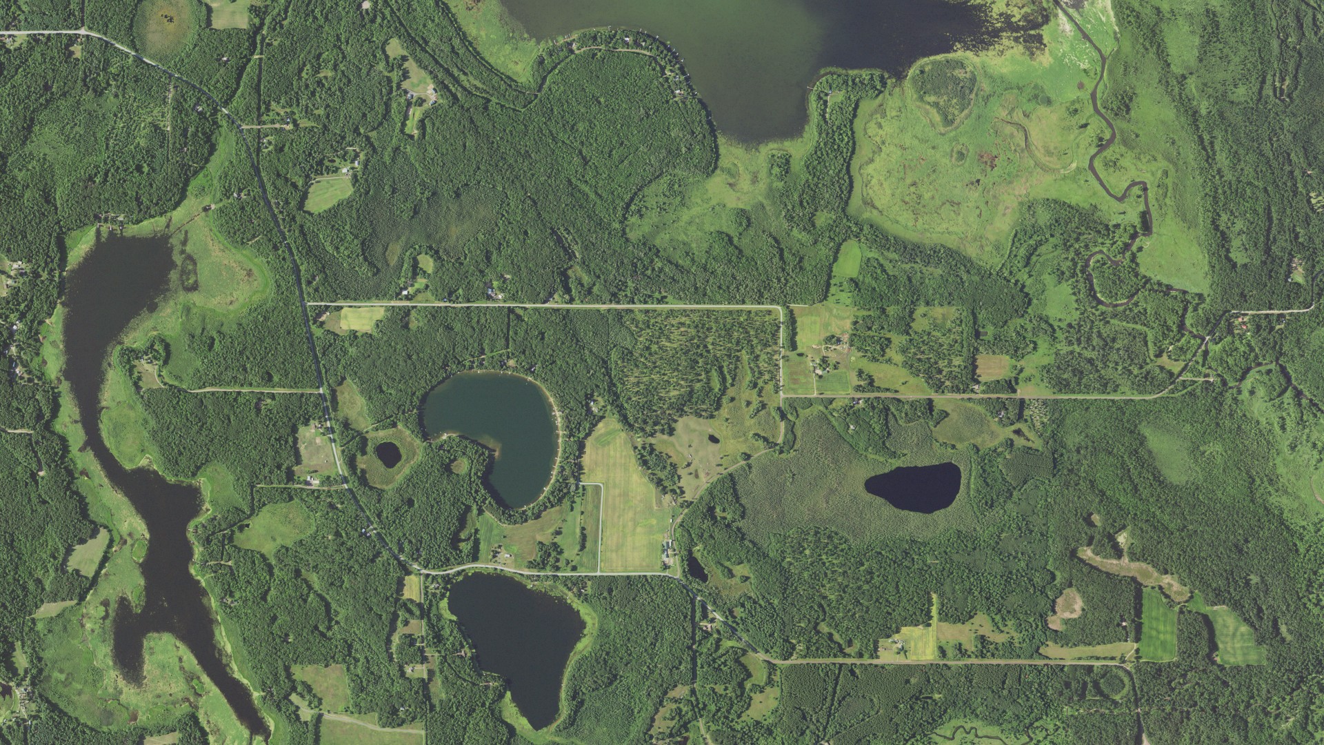 Aerial view of land around Siren, Wisconsin
