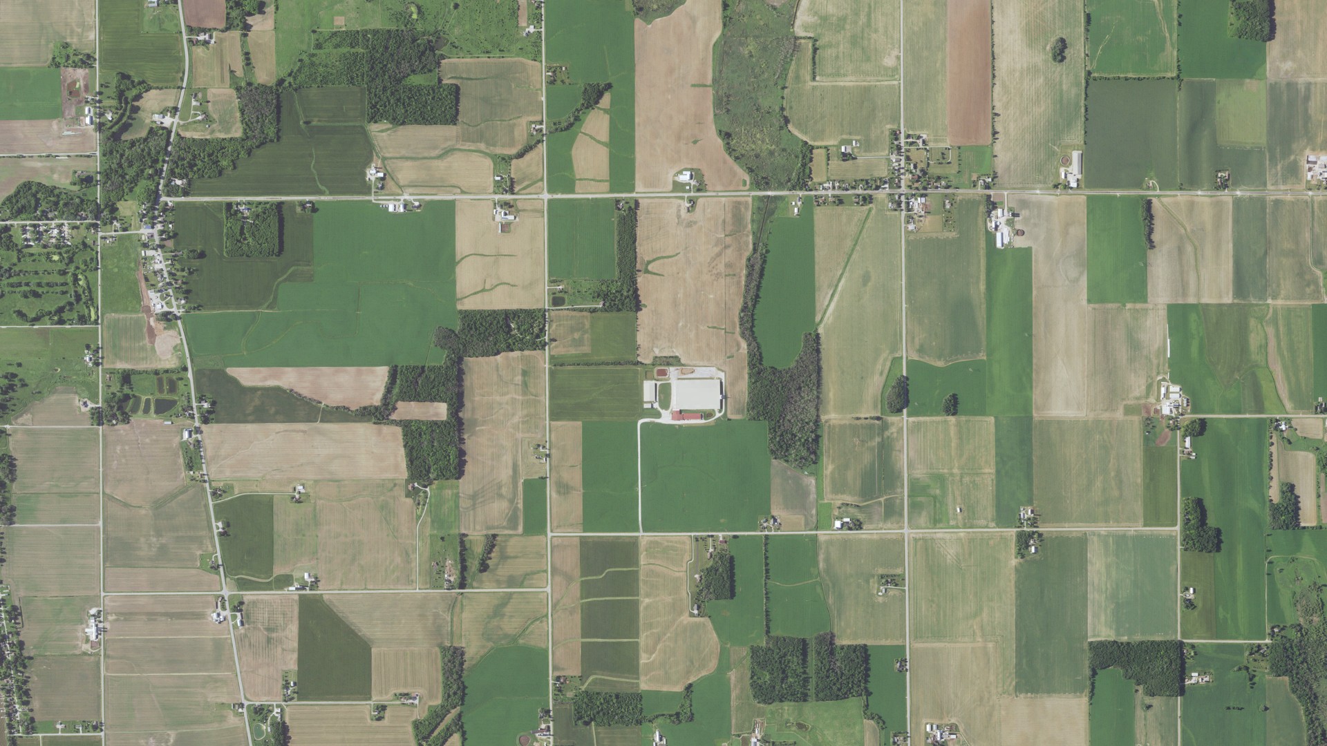 Natural-color aerial photograph of land around Brothertown, Wisconsin