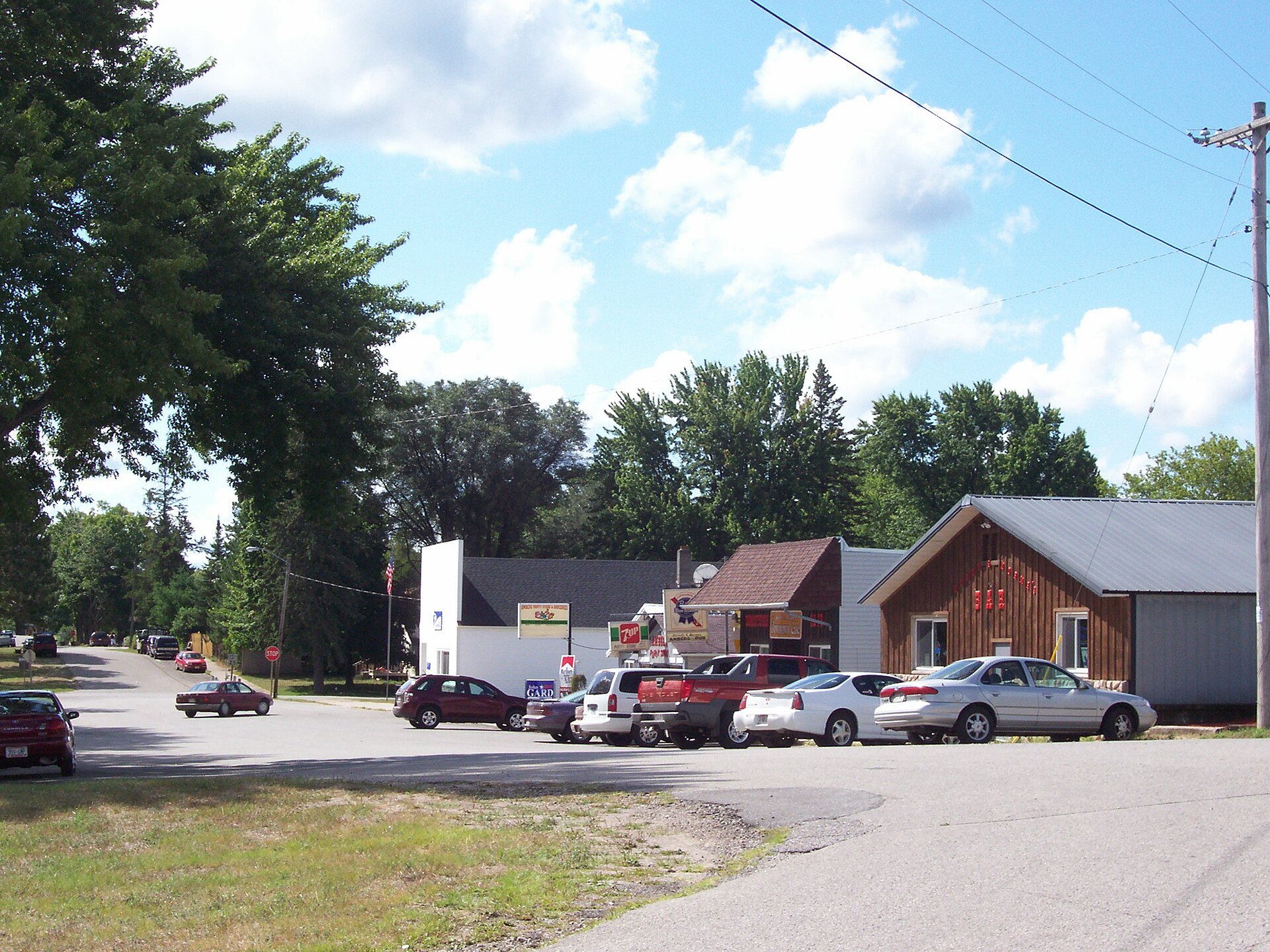 Looking south at downtown w:Amberg (community), Wisconsin.