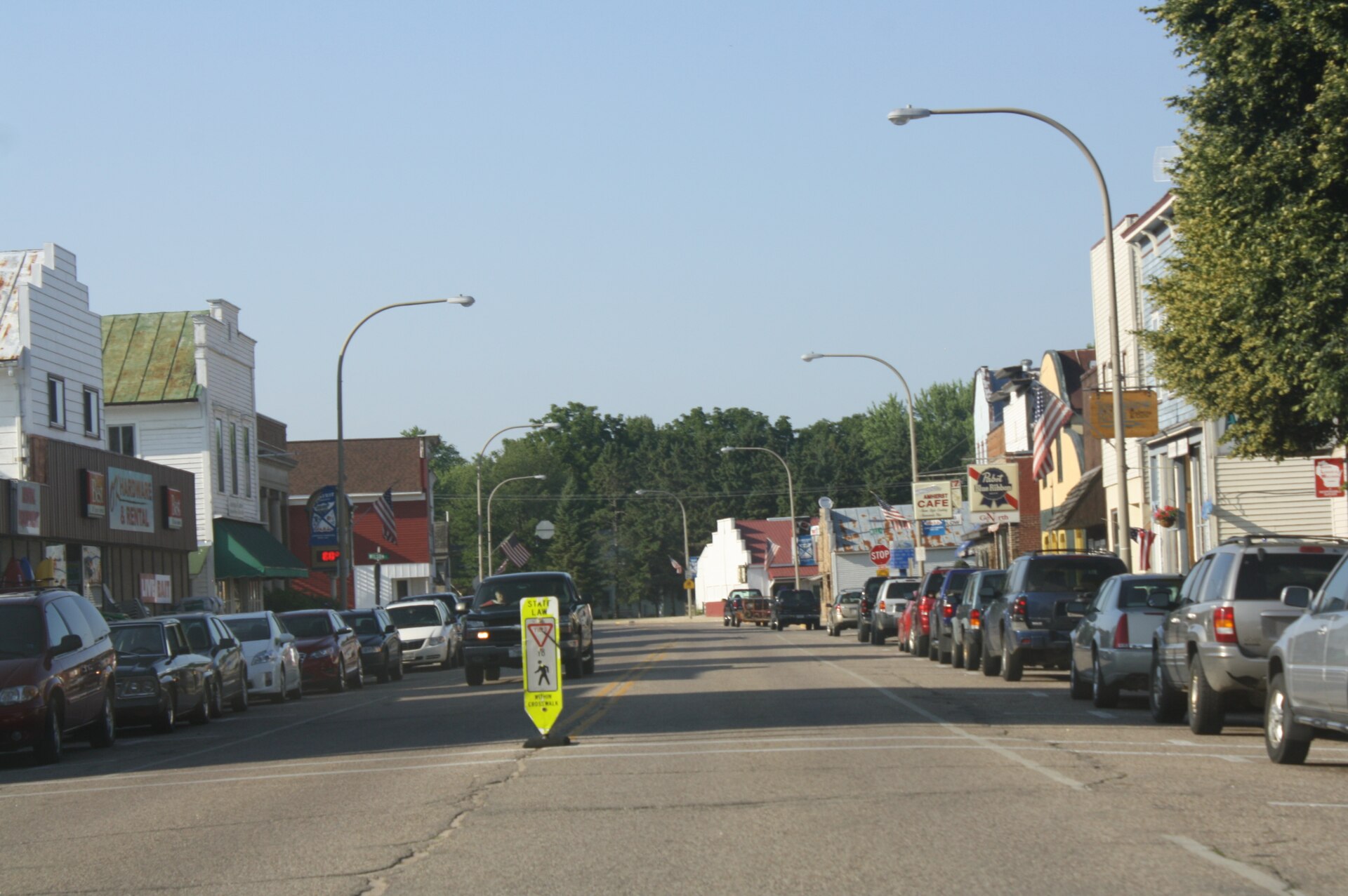 Downtown streets in Amherst, Wisconsin