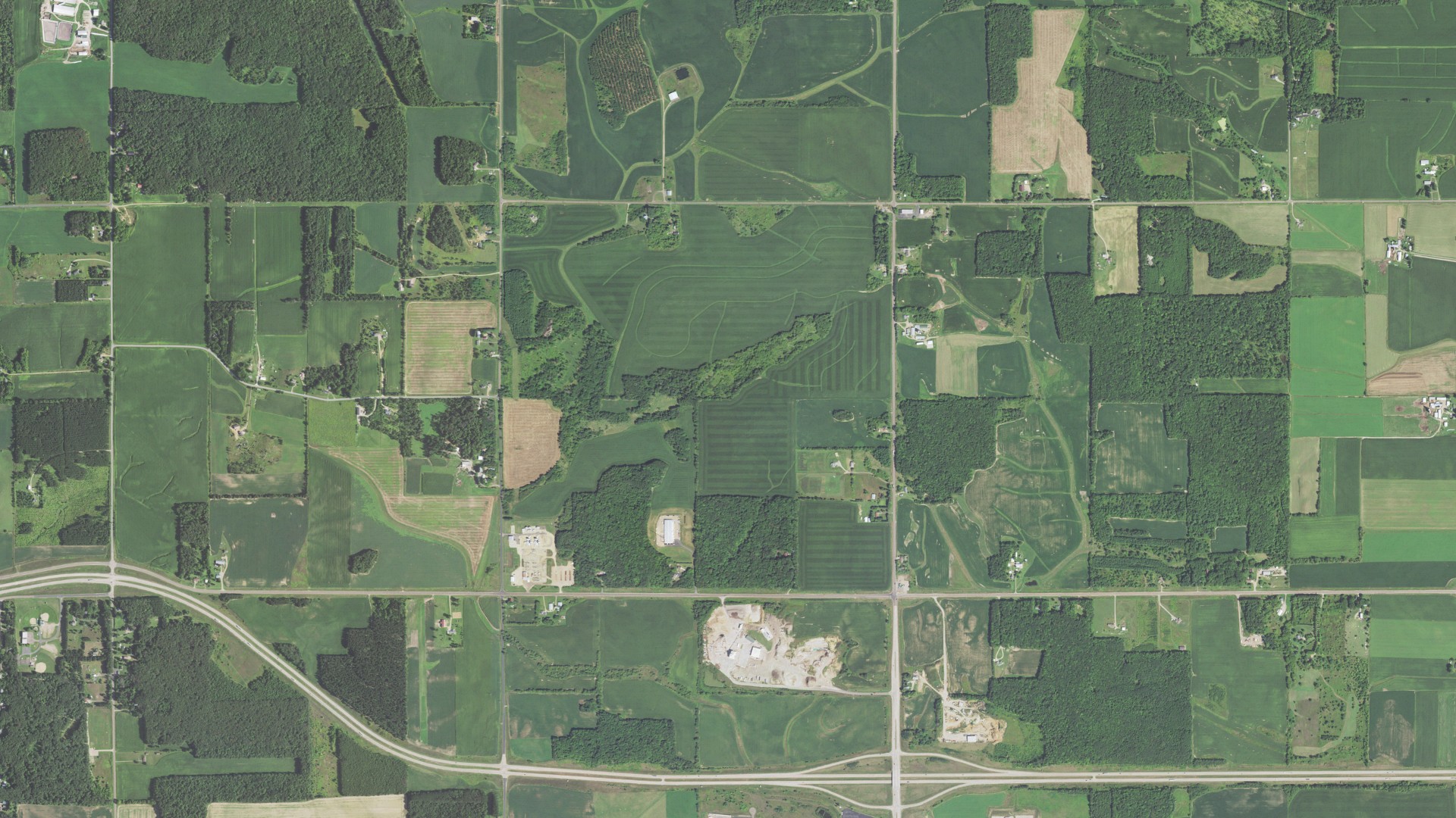 Aerial view of land around Wheaton, Wisconsin