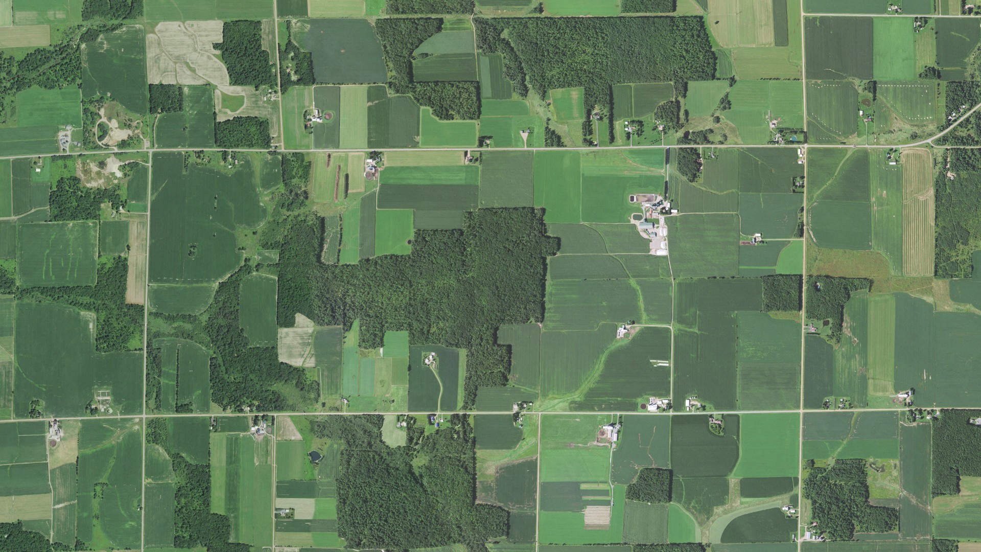 Natural-color aerial photograph of land around Colby, Wisconsin