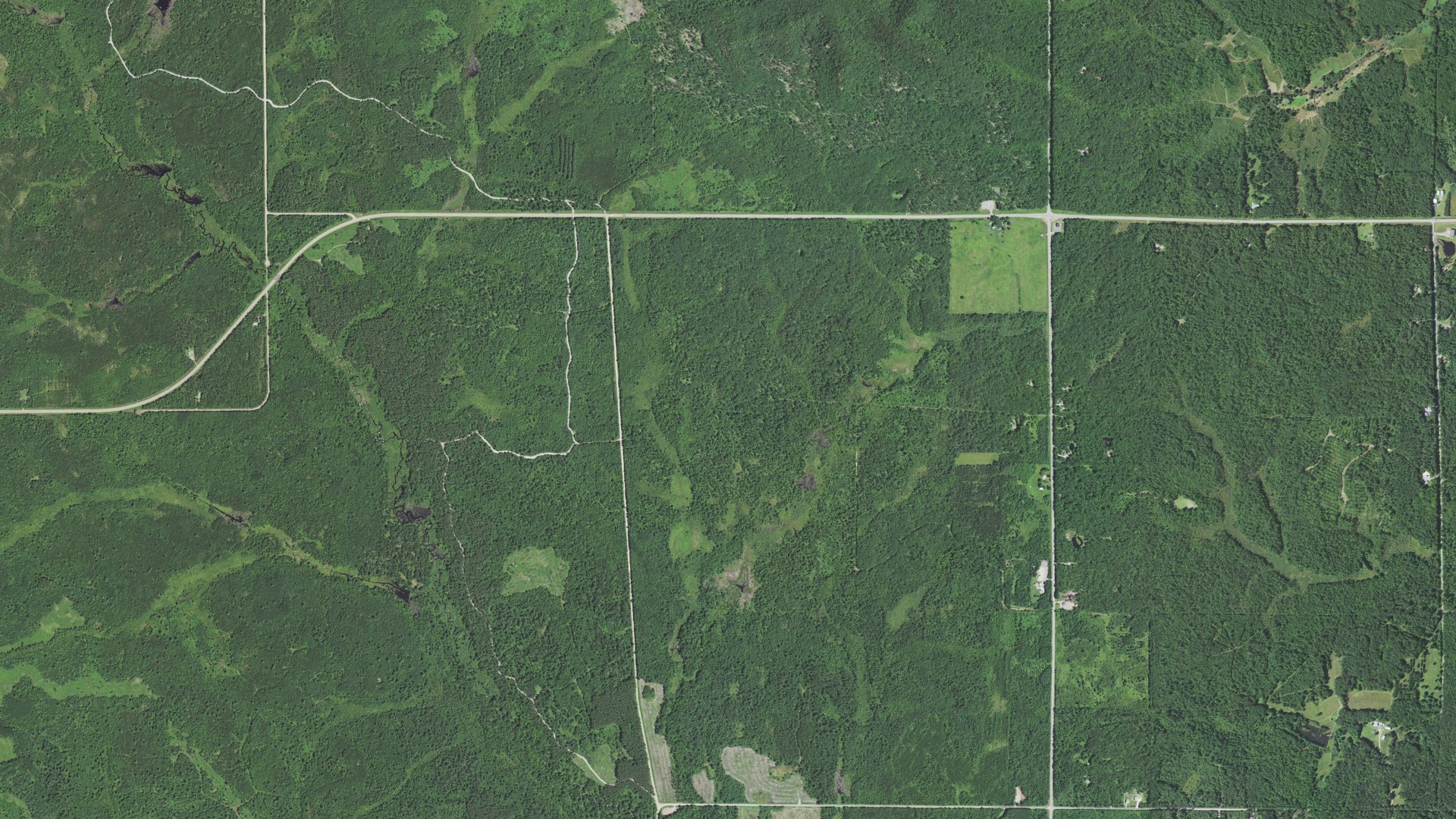 Aerial view of land around Dewhurst, Wisconsin