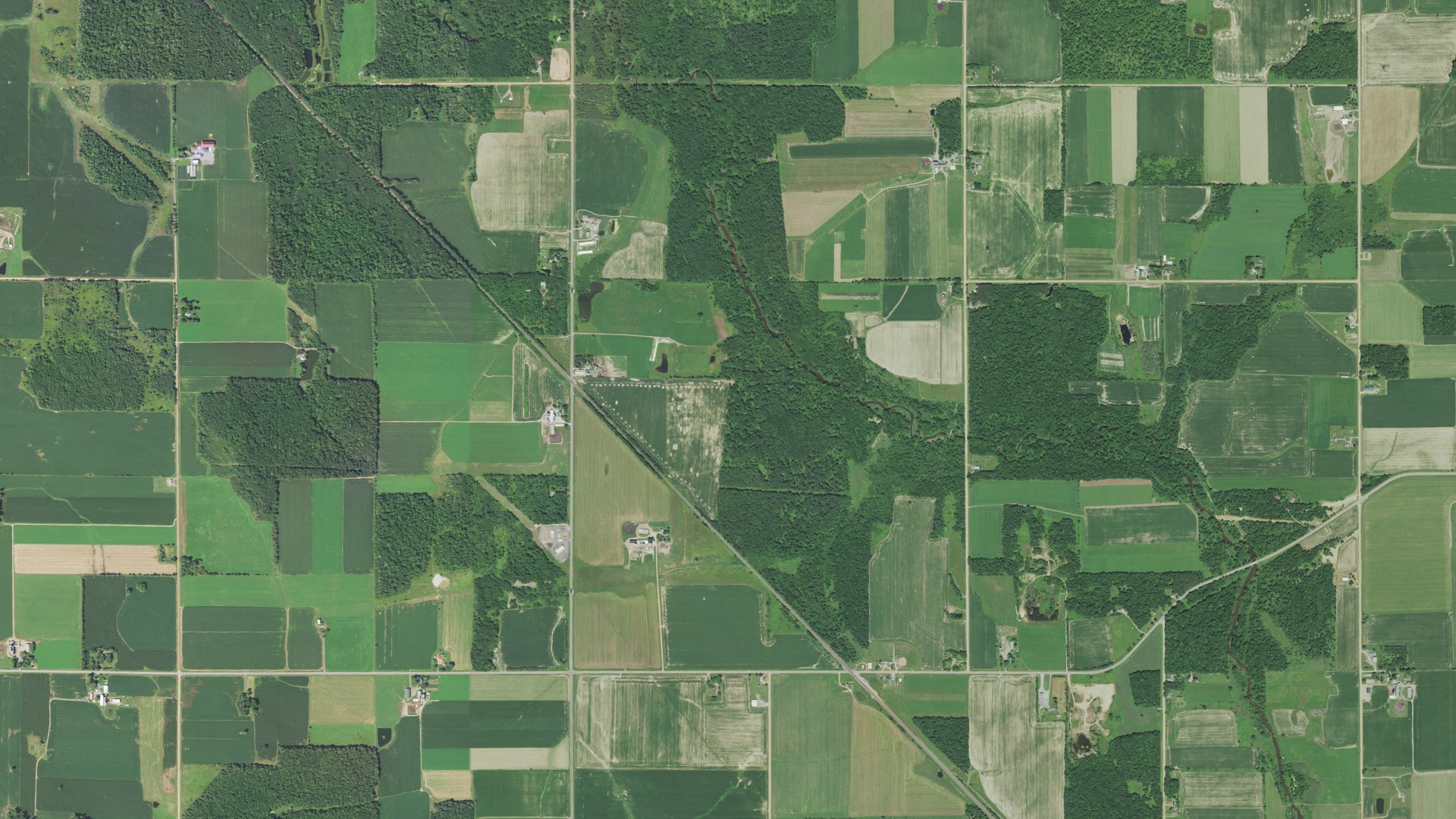 Aerial view of land around Green Grove, Wisconsin
