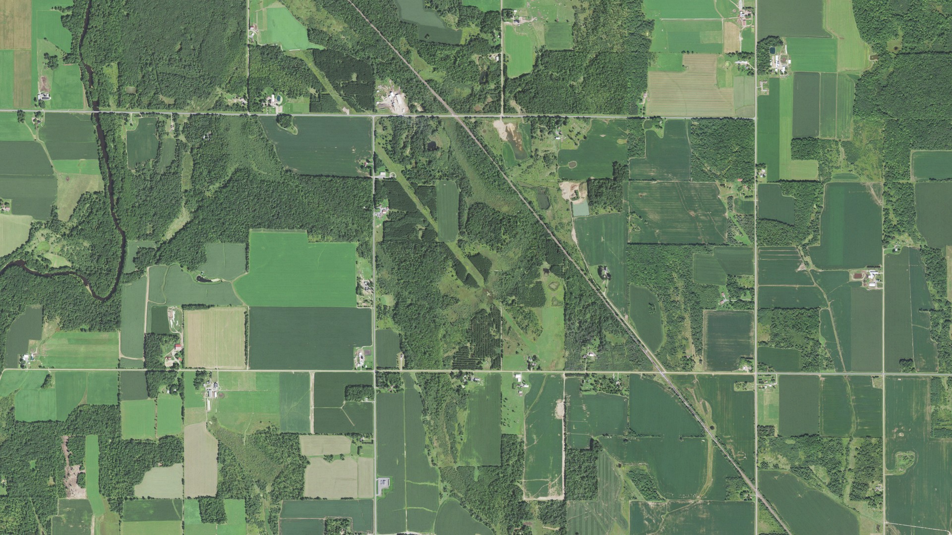 Aerial view of land around Hixon, Wisconsin