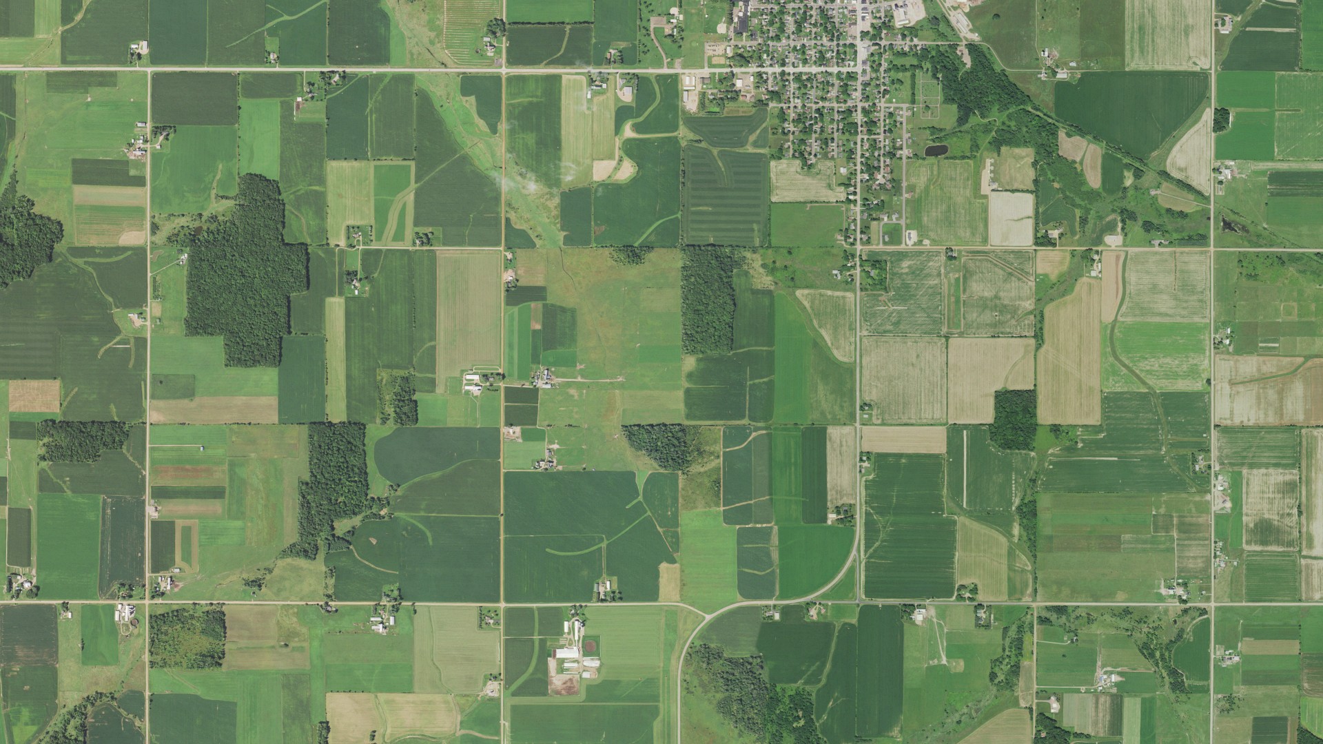 Aerial view of land around Loyal, Wisconsin