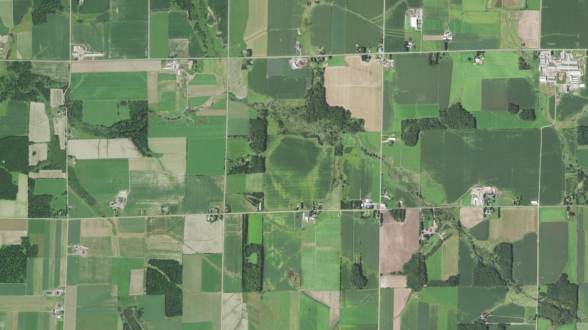 Aerial view of land around Mayville, Wisconsin
