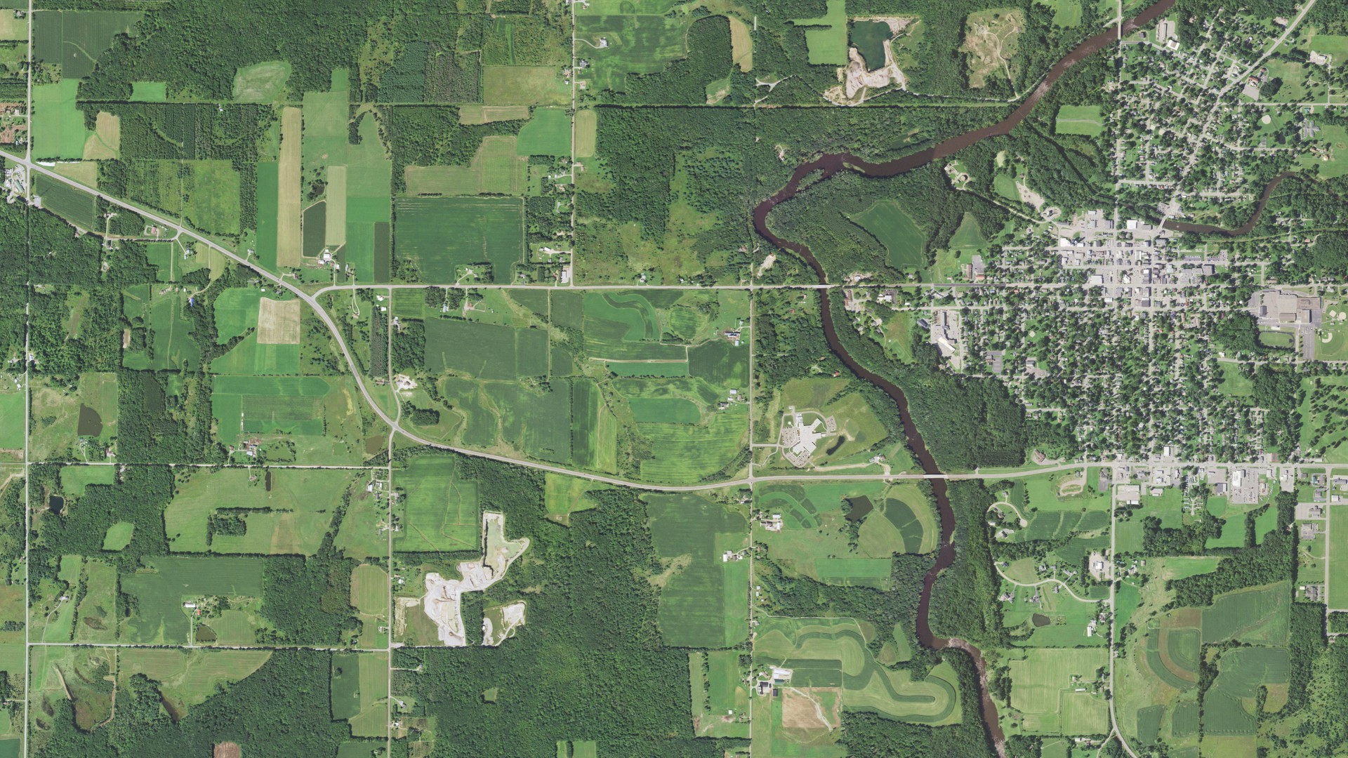 Aerial view of land around Pine Valley, Wisconsin